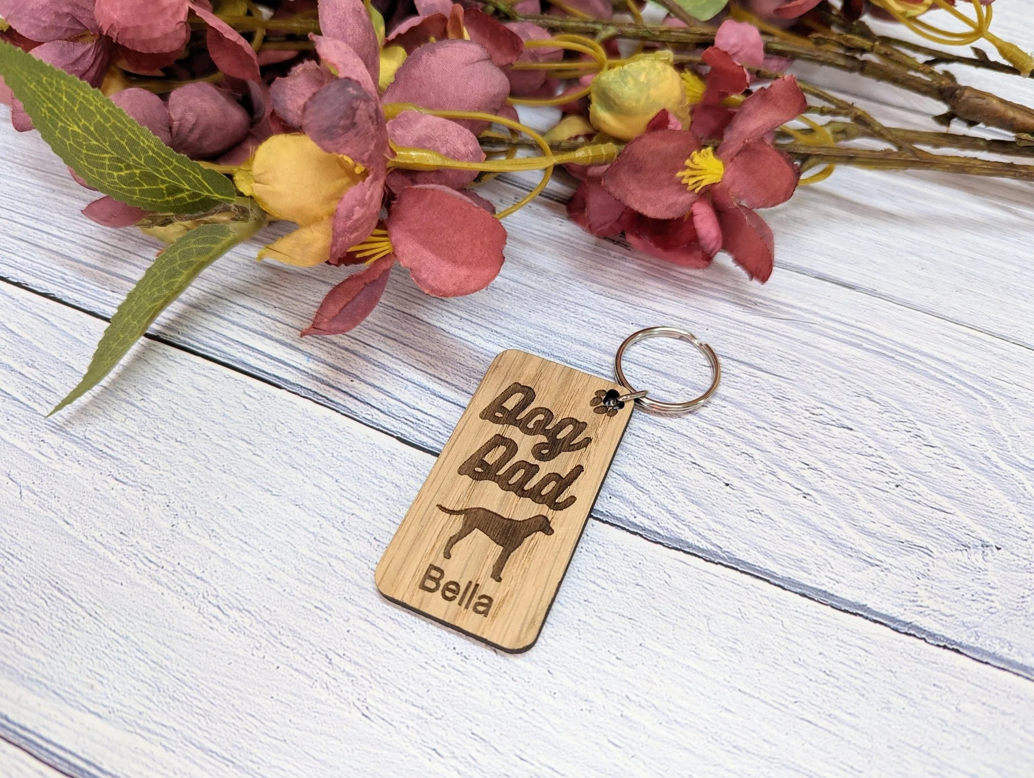Personalised Dalmatian Dog Parent Wooden Keyring - Custom Oak Keychain - Unique Gift for Dalmatian Lovers - Image 3