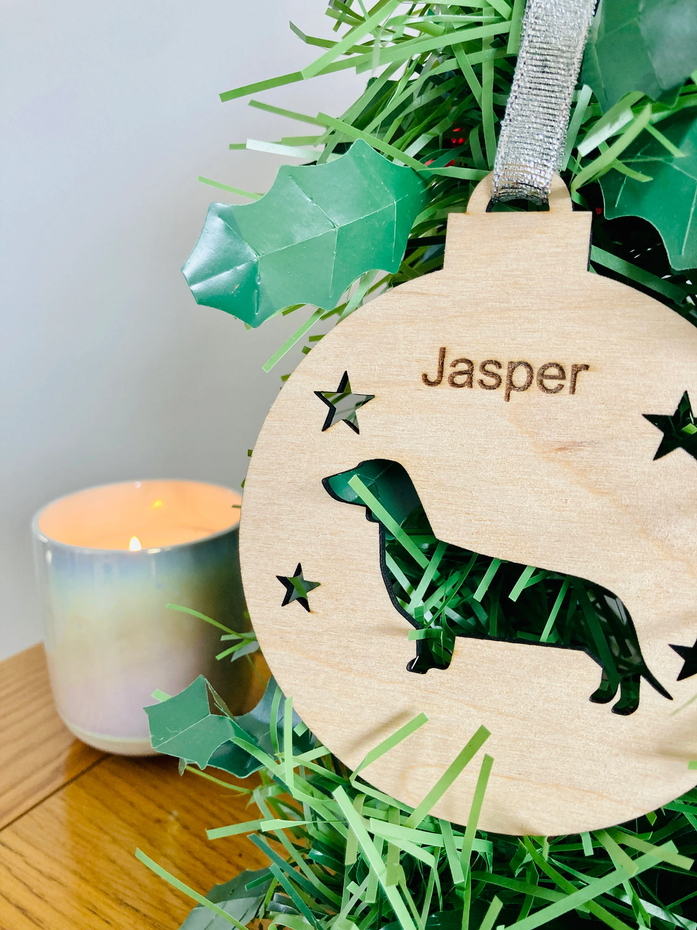 Personalised Dog Bauble | Custom Christmas Decoration | Wooden Pet gift - Image 3