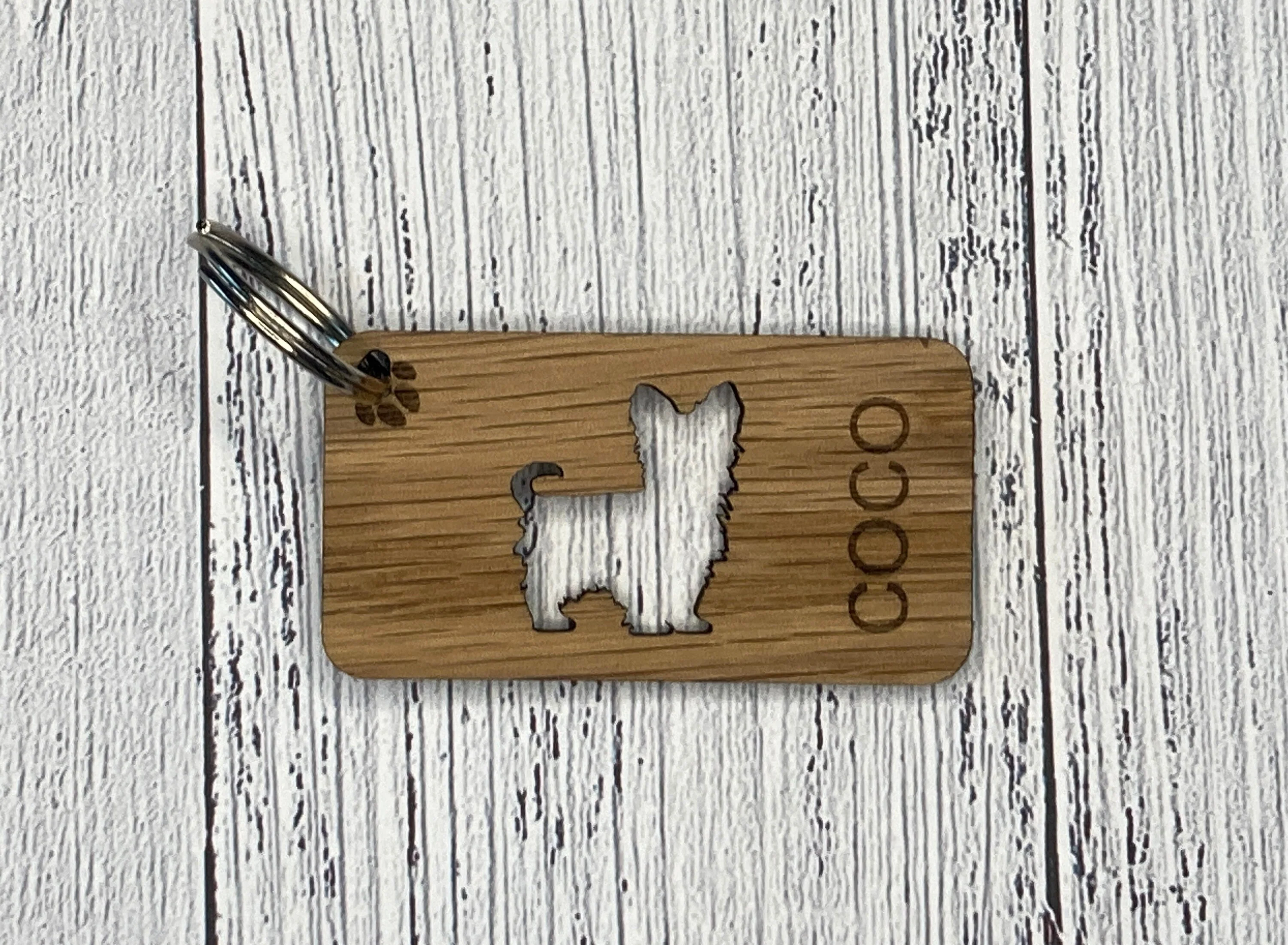 Personalised Dog Keyrings, Engraved Wooden Pet Keyring, Gift For Dog Owner, Oak - Image 4