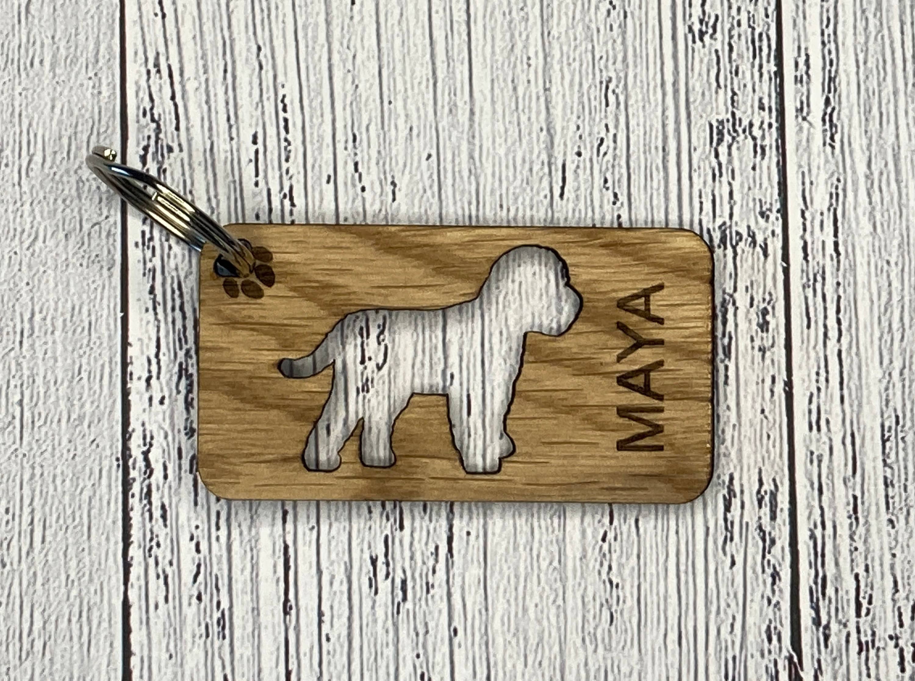 Personalised Dog Keyrings, Engraved Wooden Pet Keyring, Gift For Dog Owner, Oak - Image 5