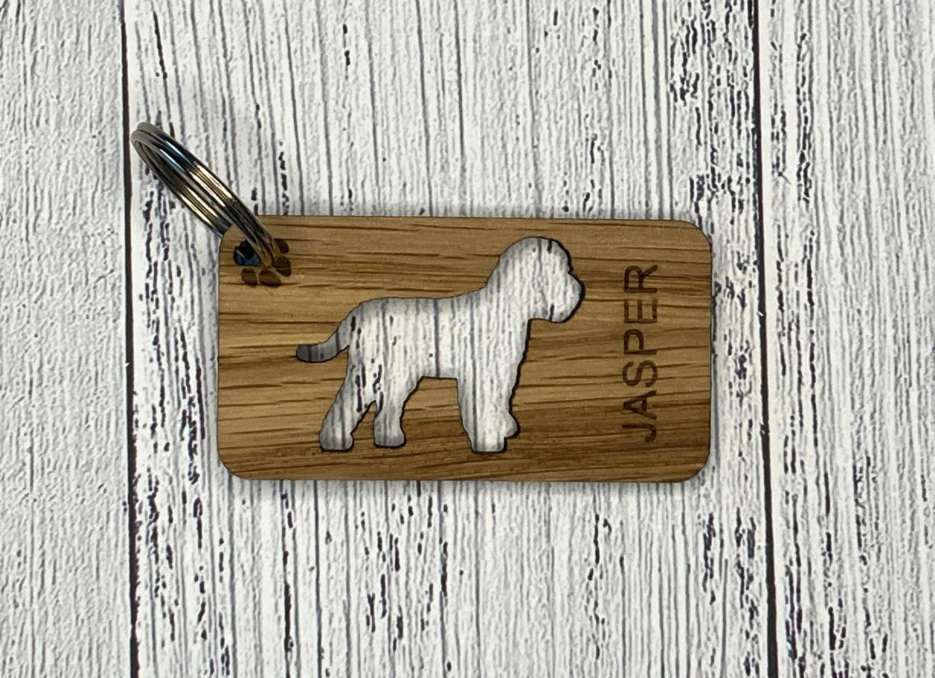 Personalised Dog Keyrings, Engraved Wooden Pet Keyring, Gift For Dog Owner, Oak - Image 6