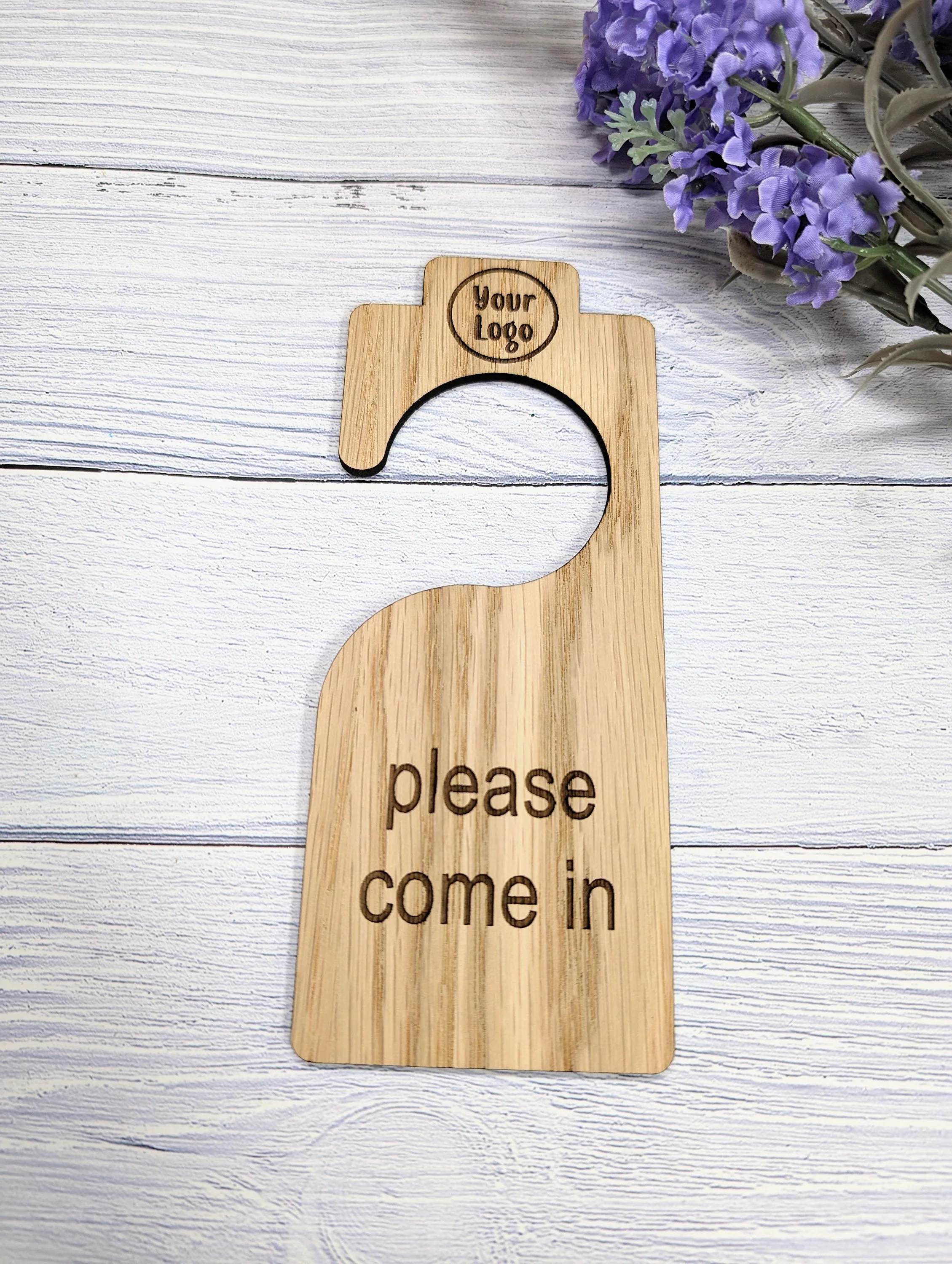 Personalised Double-Sided Door Hanger with Open Hook Design - Custom Messages & Logo Option - Ideal for Businesses and Homes - Image 3