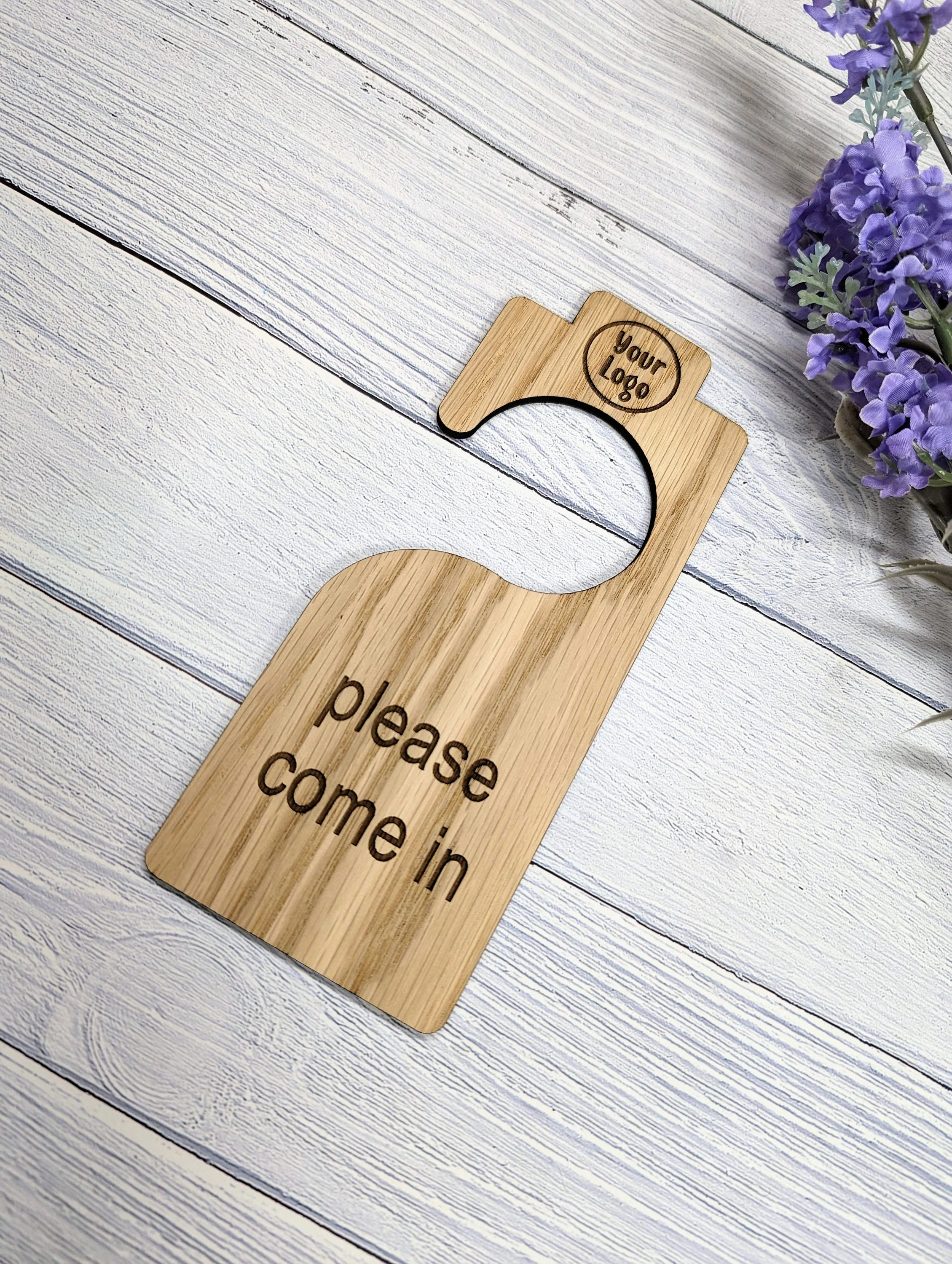 Personalised Double-Sided Door Hanger with Open Hook Design - Custom Messages & Logo Option - Ideal for Businesses and Homes - Image 5