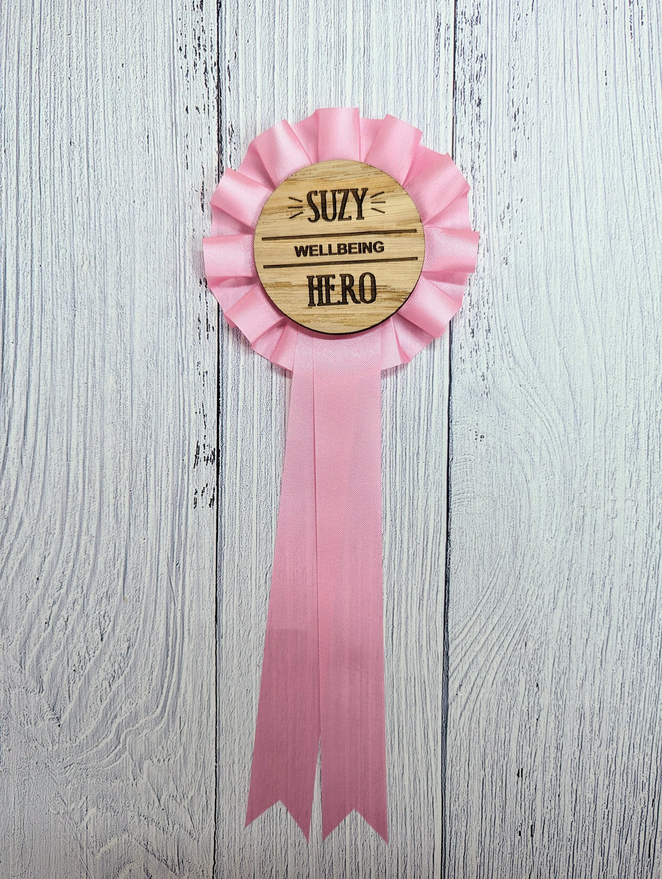 Personalised Employee Recognition Hero Rosette - Celebrate Your Heroes! | Wooden Rosettes in 4 Colours | Bulk Orders Welcome - Image 3