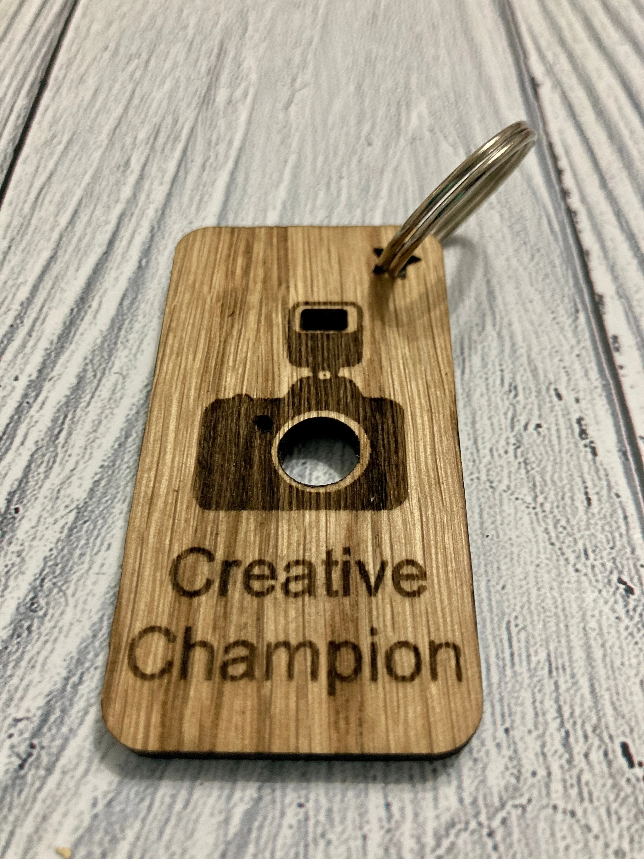 Personalised Employee Recognition Keyrings, Engraved Wooden Staff Appreciation Keyring, Oak - Image 2