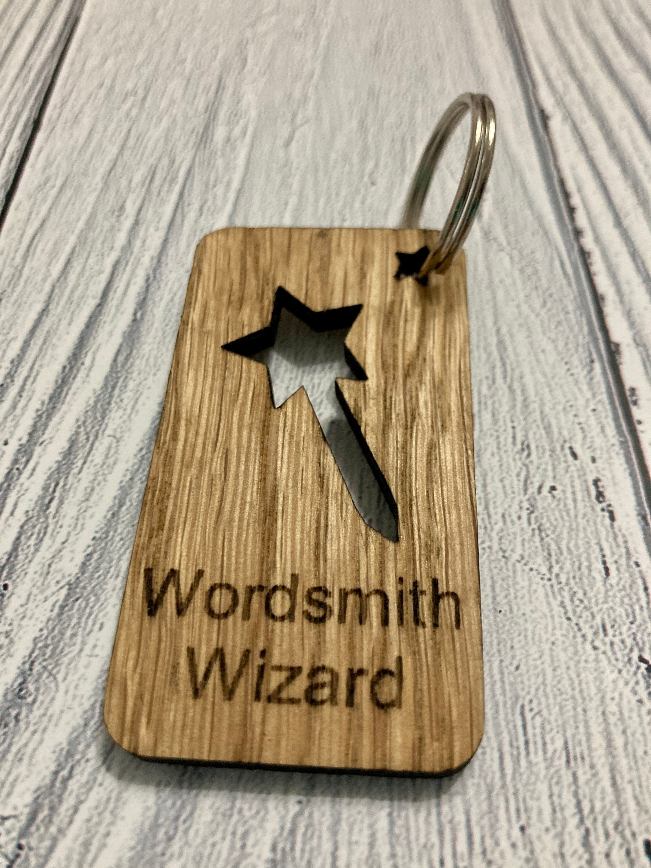 Personalised Employee Recognition Keyrings, Engraved Wooden Staff Appreciation Keyring, Oak - Image 4