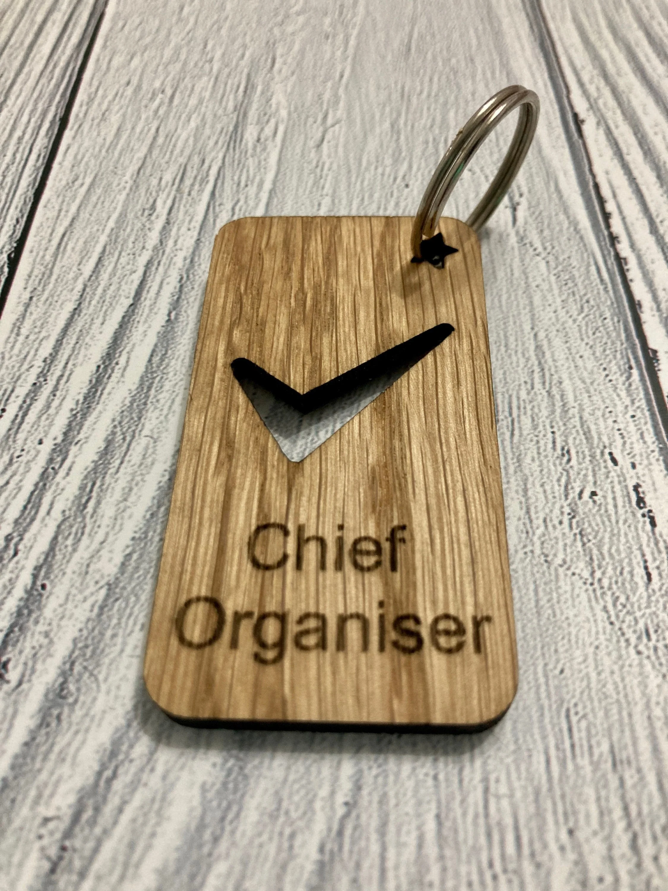 Personalised Employee Recognition Keyrings, Engraved Wooden Staff Appreciation Keyring, Oak - Image 5