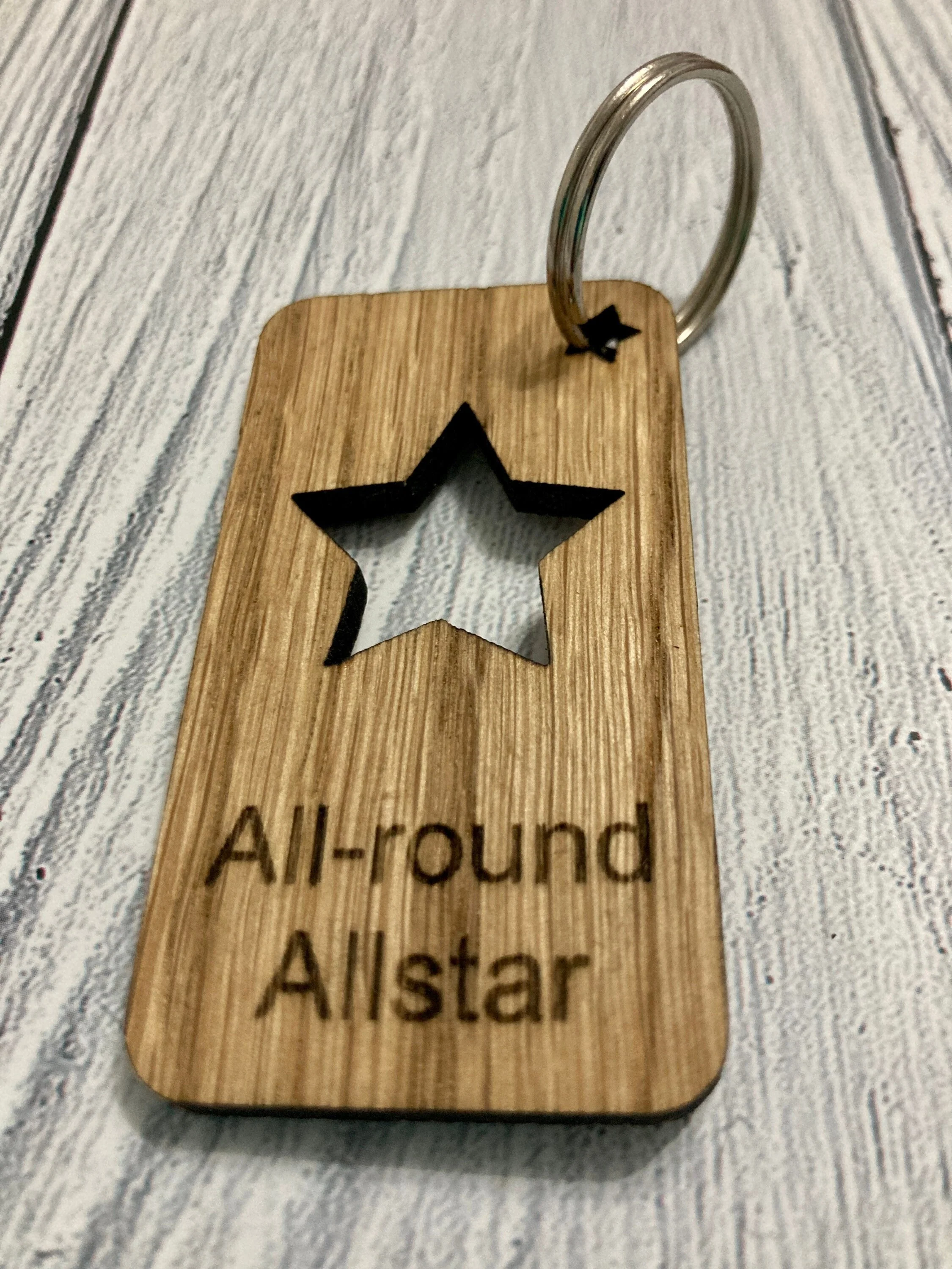 Personalised Employee Recognition Keyrings, Engraved Wooden Staff Appreciation Keyring, Oak - Image 7