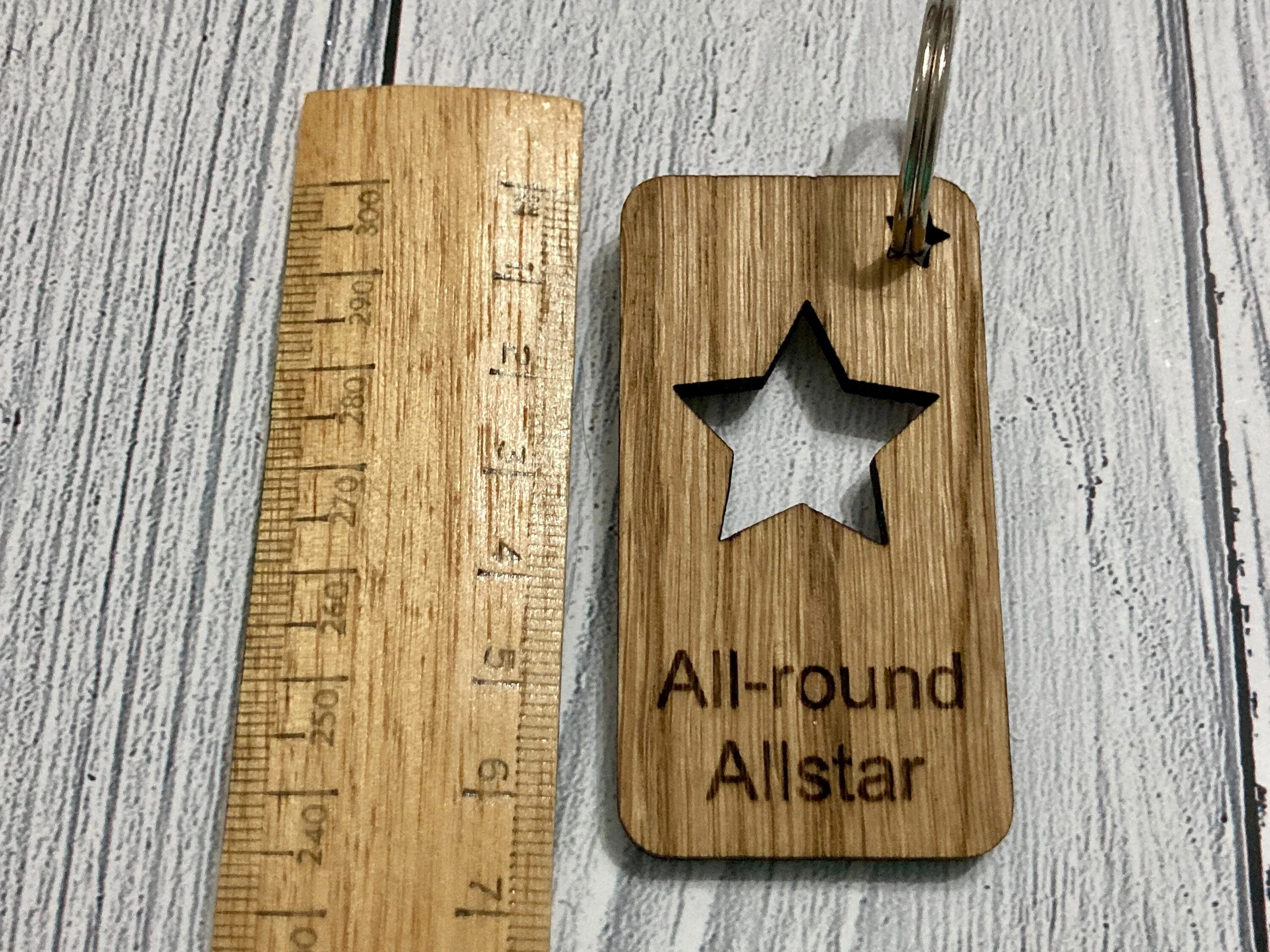 Personalised Employee Recognition Keyrings, Engraved Wooden Staff Appreciation Keyring, Oak - Image 8