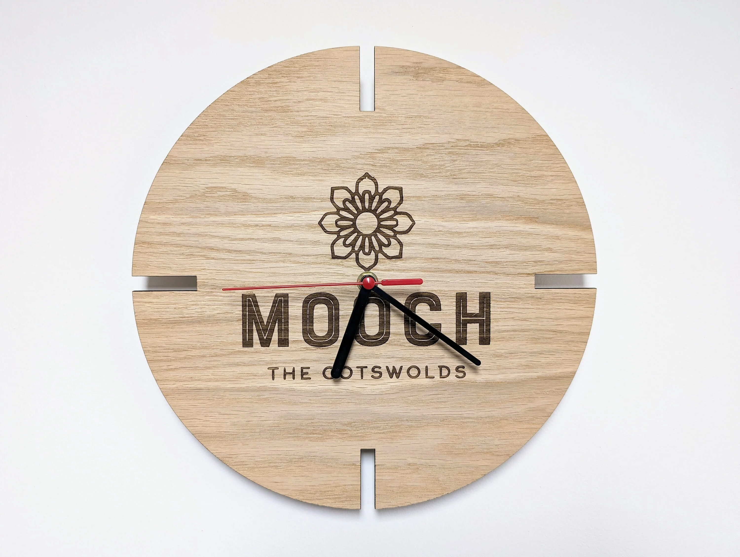 Personalised Engraved Wooden Logo Wall Clock - Bespoke Branded Timepiece - Image 2