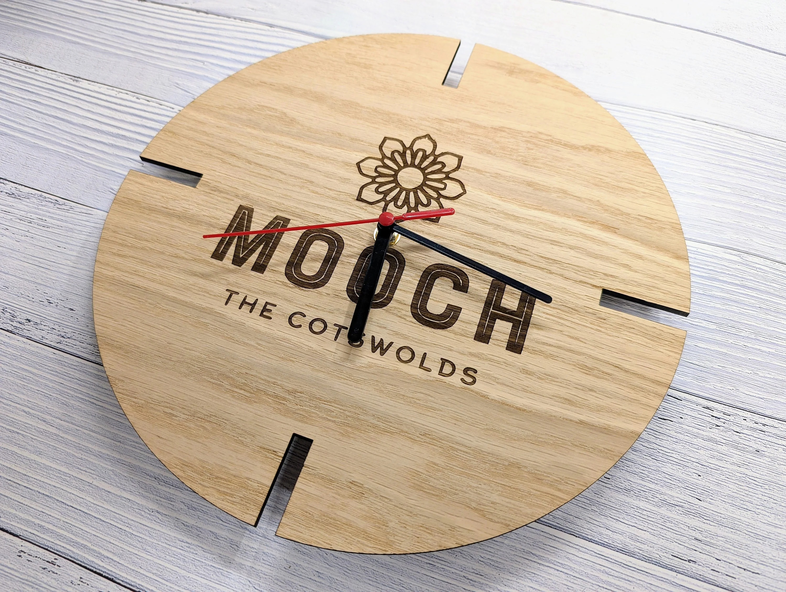 Personalised Engraved Wooden Logo Wall Clock - Bespoke Branded Timepiece - Image 4