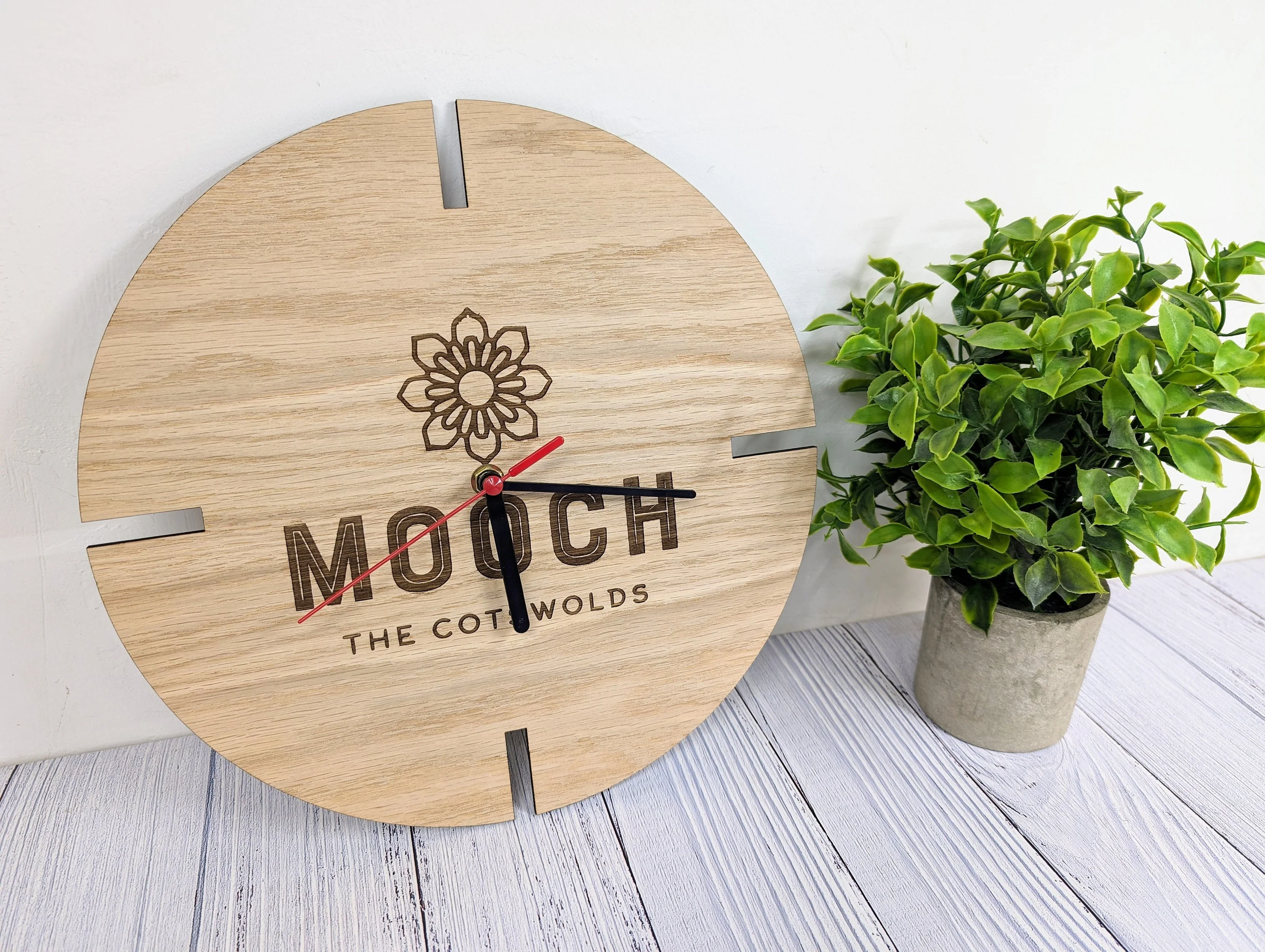Personalised Engraved Wooden Logo Wall Clock - Bespoke Branded Timepiece - Image 6