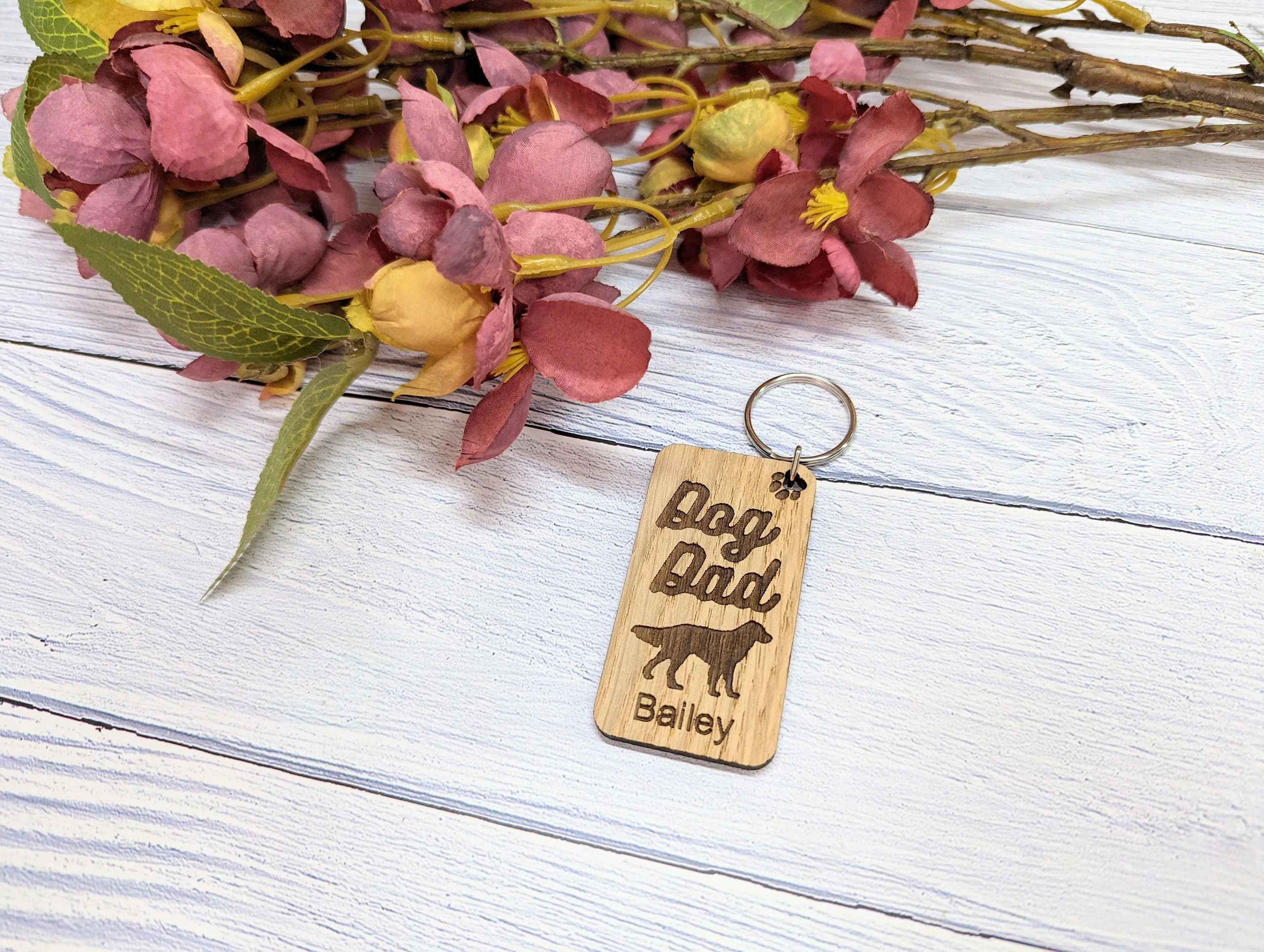 Personalised Flat Coated Retriever Dog Parent Wooden Keyring - Custom Oak Keychain - Unique Gift for Flat Coated Retriever Lovers - Image 3