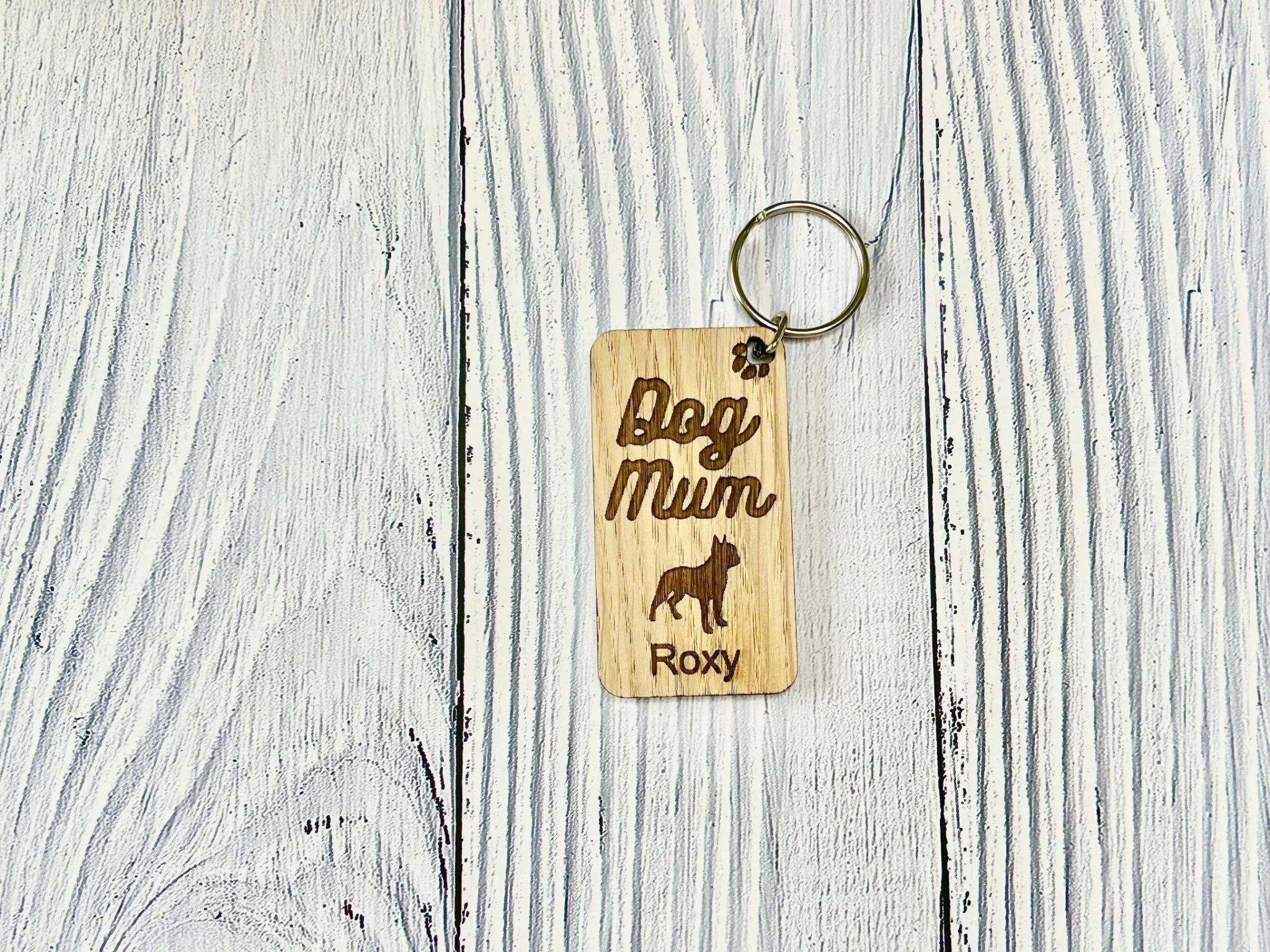 Personalised French Bulldog Dog Mum Wooden Keyring | Oak Dog Keychain | Gift For French Bulldog Parent | Doggy Key Tag Gift - Image 3