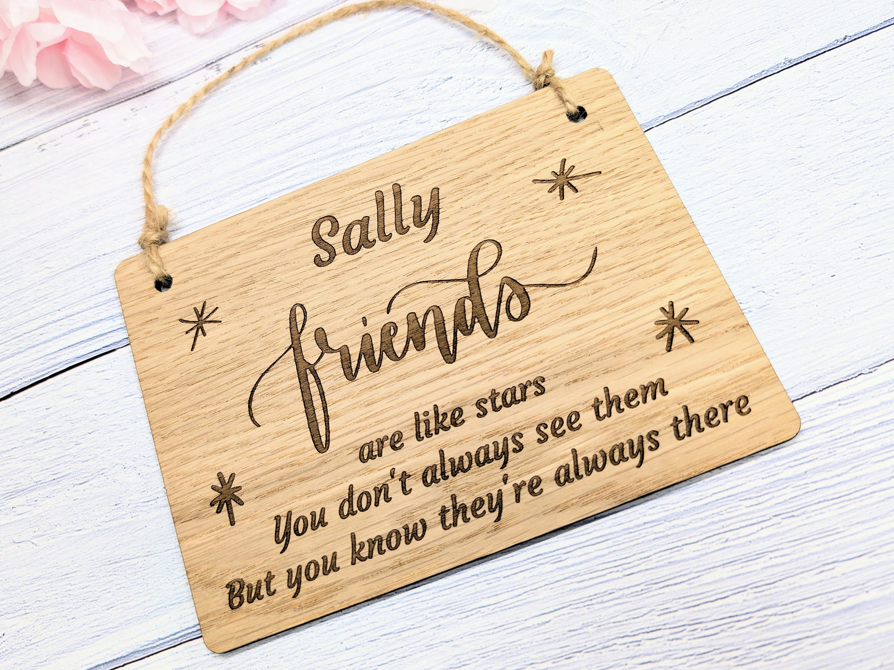 Personalised Friendship Wooden Sign - "Friends Are Like Stars" - Custom Name Option - Perfect Gift for Best Friends - Image 2
