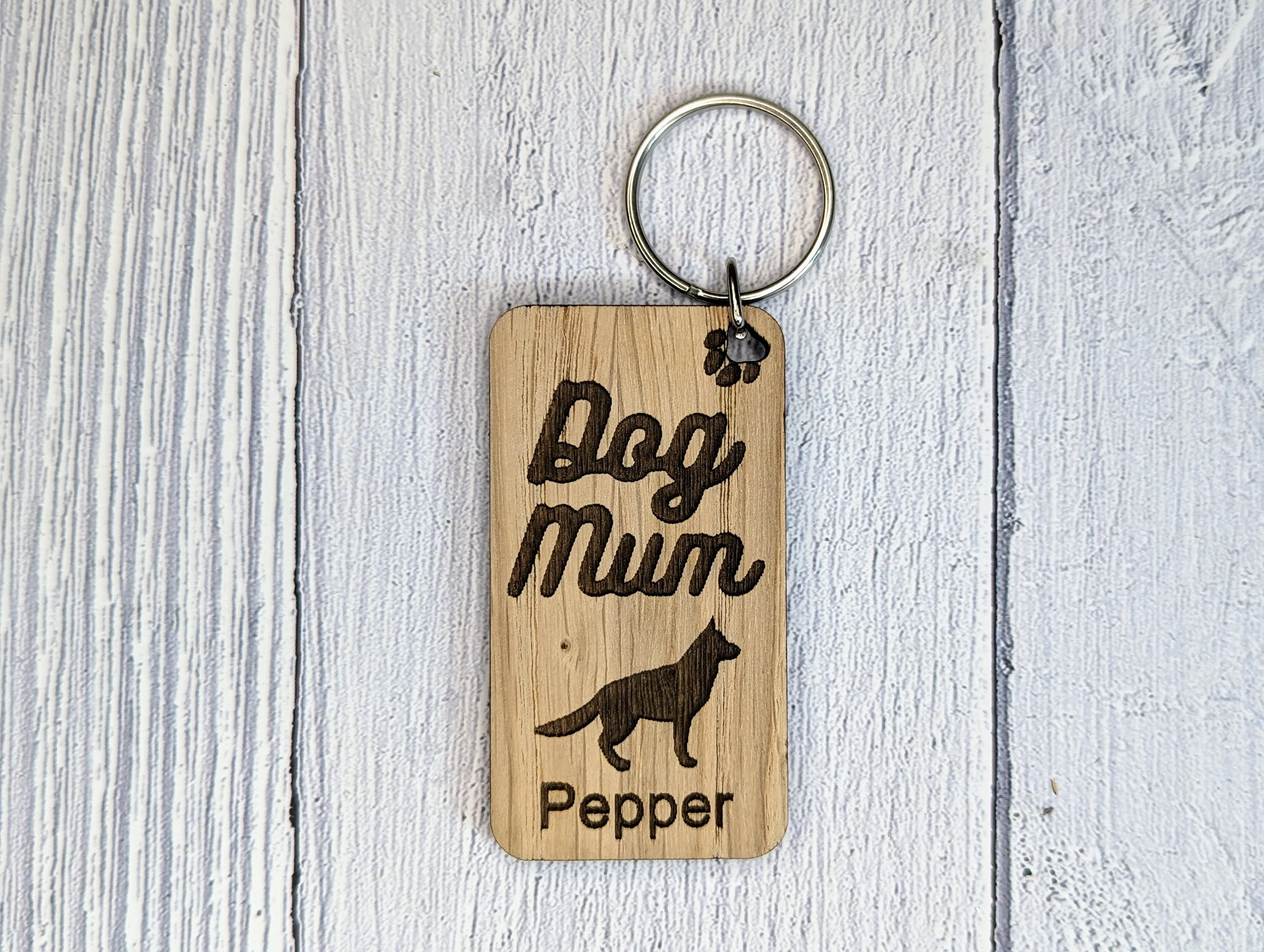 Personalised German Shepherd Dog Mum Wooden Keyring | Oak Dog Keychain | Gift For German Shepherd Parent | Doggy Key Tag Gift - Image 10