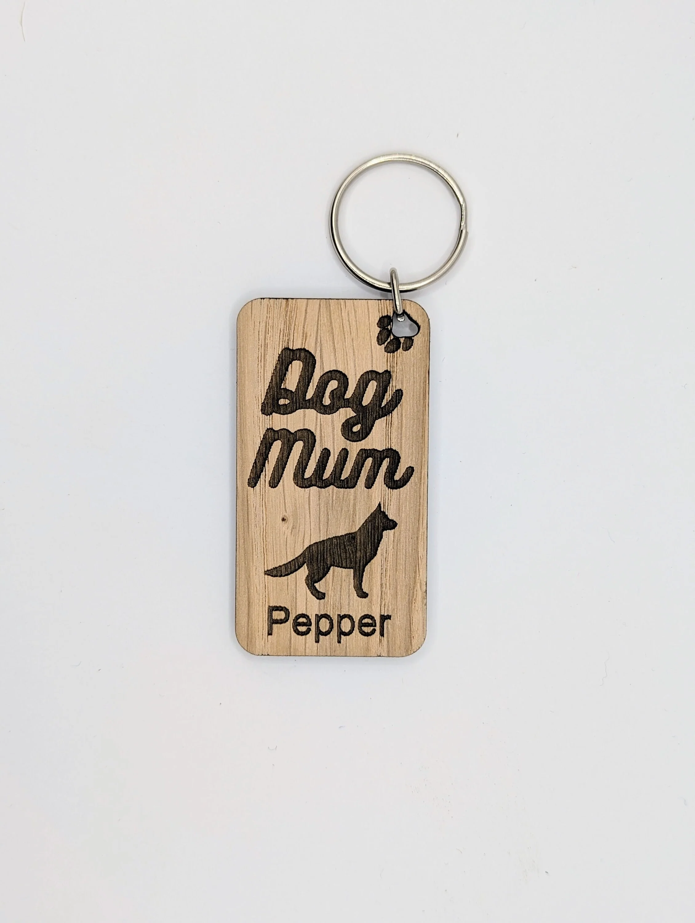 Personalised German Shepherd Dog Mum Wooden Keyring | Oak Dog Keychain | Gift For German Shepherd Parent | Doggy Key Tag Gift - Image 3
