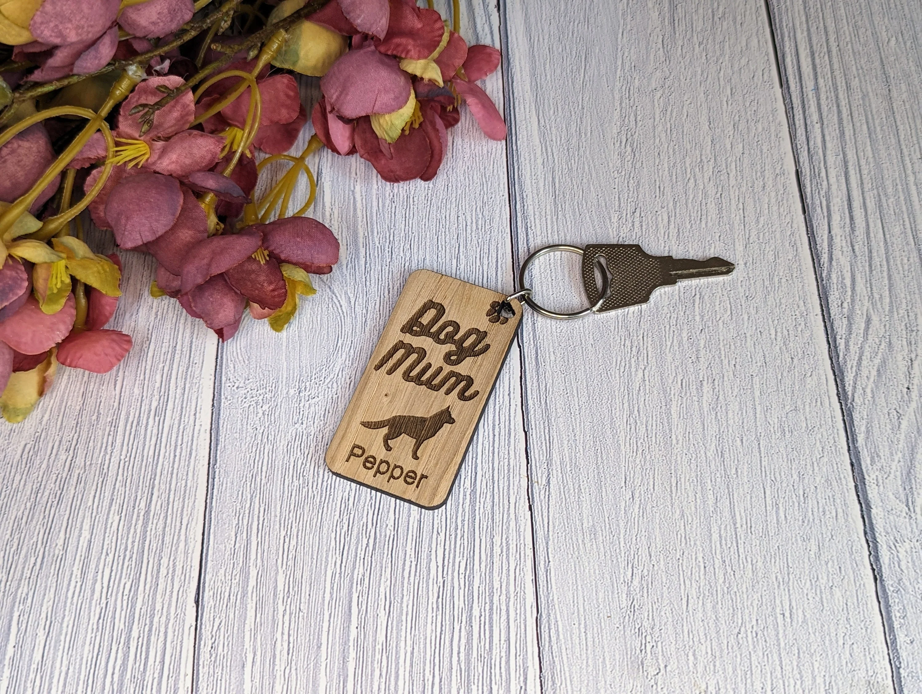 Personalised German Shepherd Dog Mum Wooden Keyring | Oak Dog Keychain | Gift For German Shepherd Parent | Doggy Key Tag Gift - Image 9