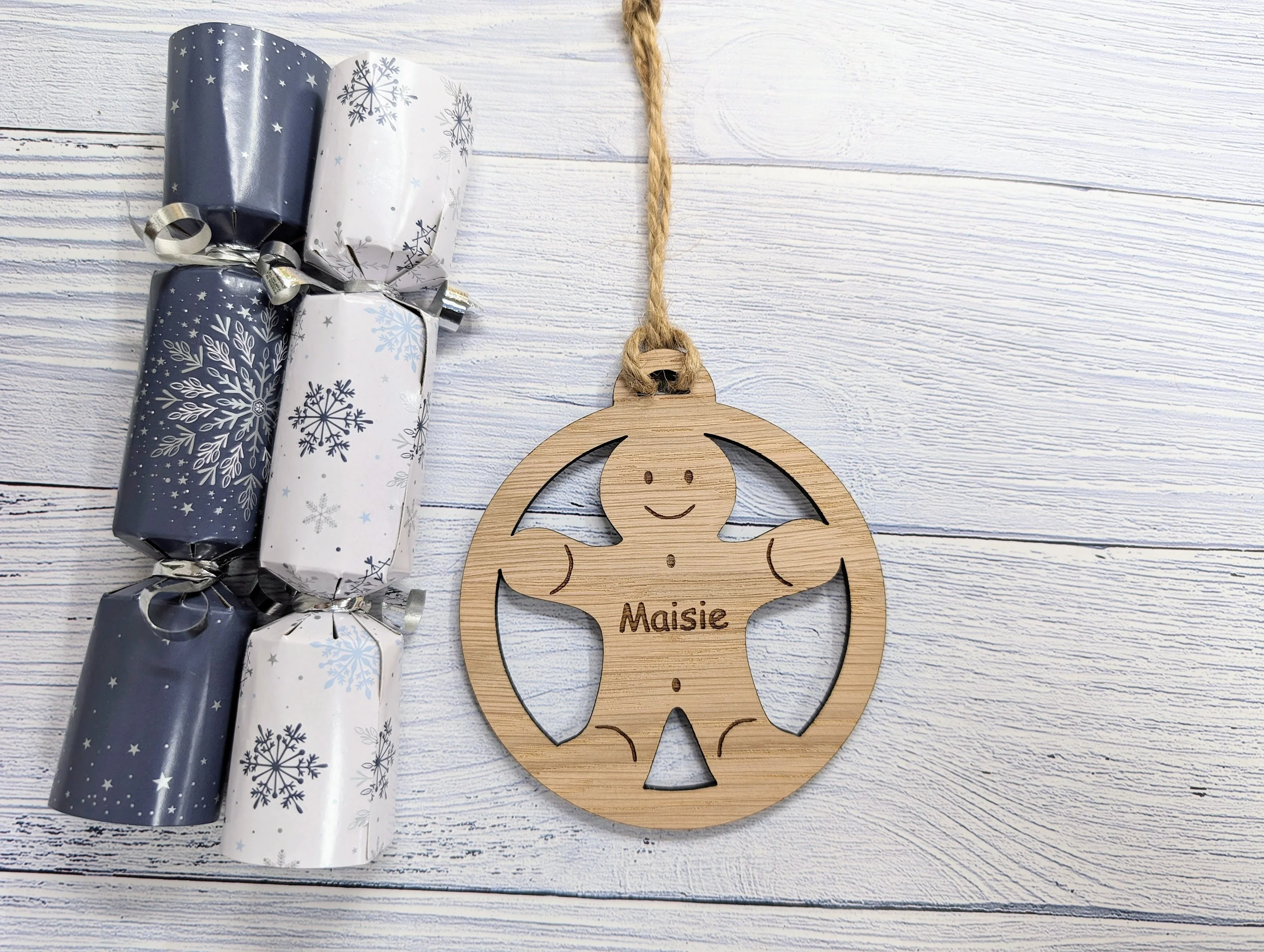 Personalised Gingerbread Man Christmas Bauble - Handcrafted Wooden Ornament with Child's Name - Image 7