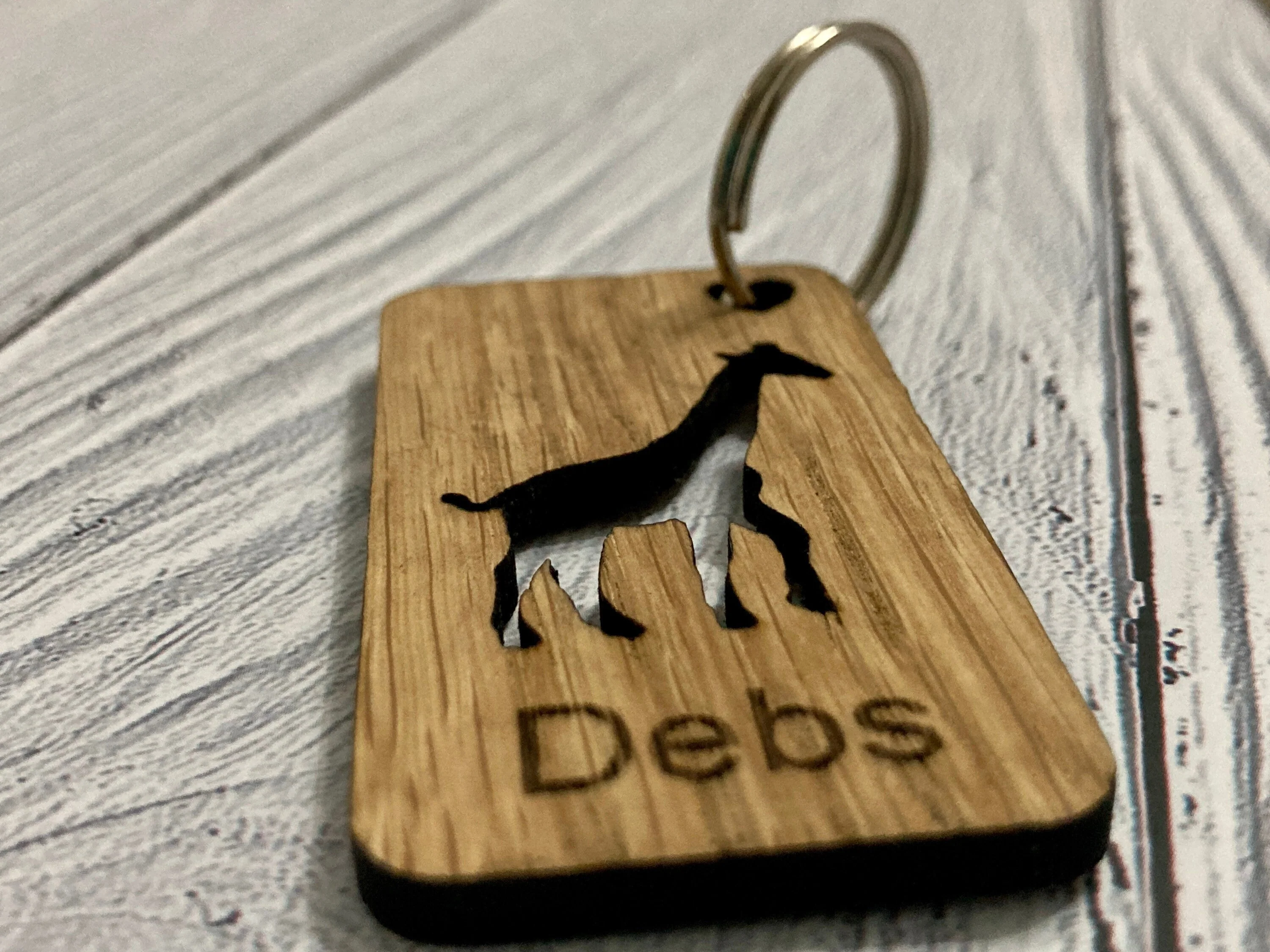 Personalised Giraffe Keyrings, Engraved Wooden Animal Keyring, Gift For Giraffe Lover, Oak - Image 2