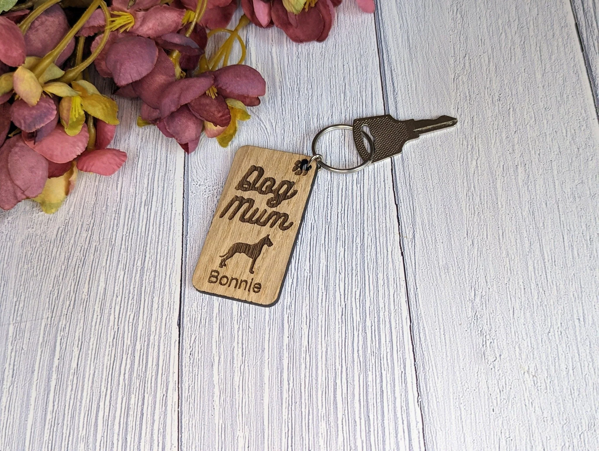 Personalised Great Dane Dog Mum Wooden Keyring | Oak Dog Keychain | Gift For Great Dane Parent | Doggy Key Tag Gift - Image 8