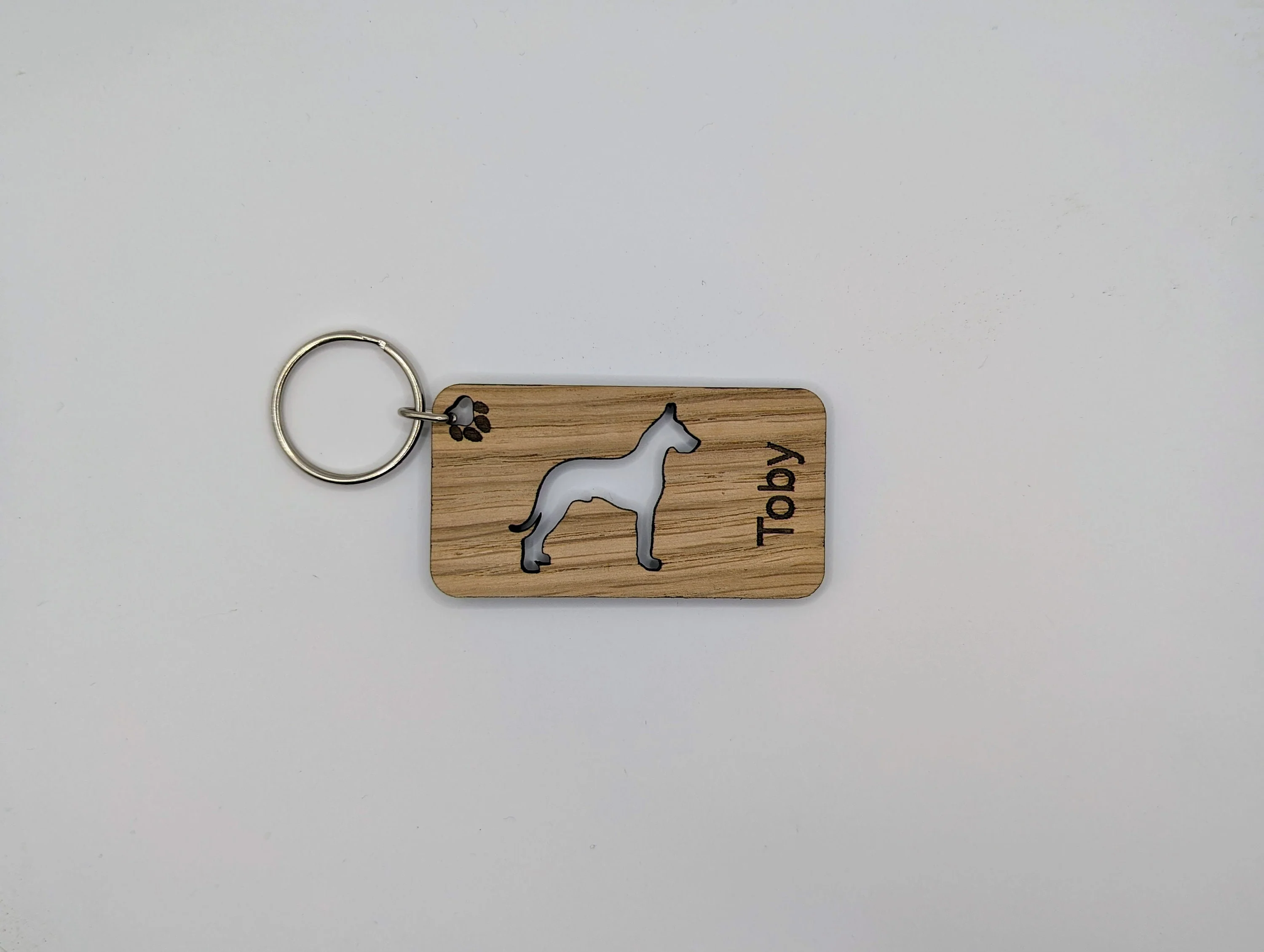 Personalised Great Dane Wooden Keyring | Oak Dog Keychain | Gift For Great Dane Parent | Doggy Key Tag Gift - Image 4