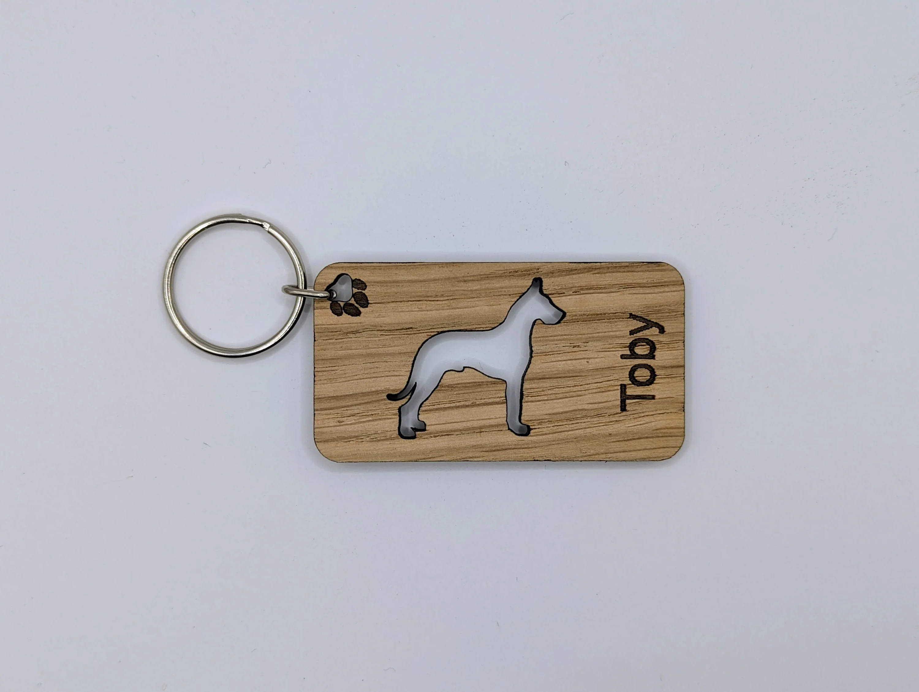 Personalised Great Dane Wooden Keyring | Oak Dog Keychain | Gift For Great Dane Parent | Doggy Key Tag Gift - Image 6
