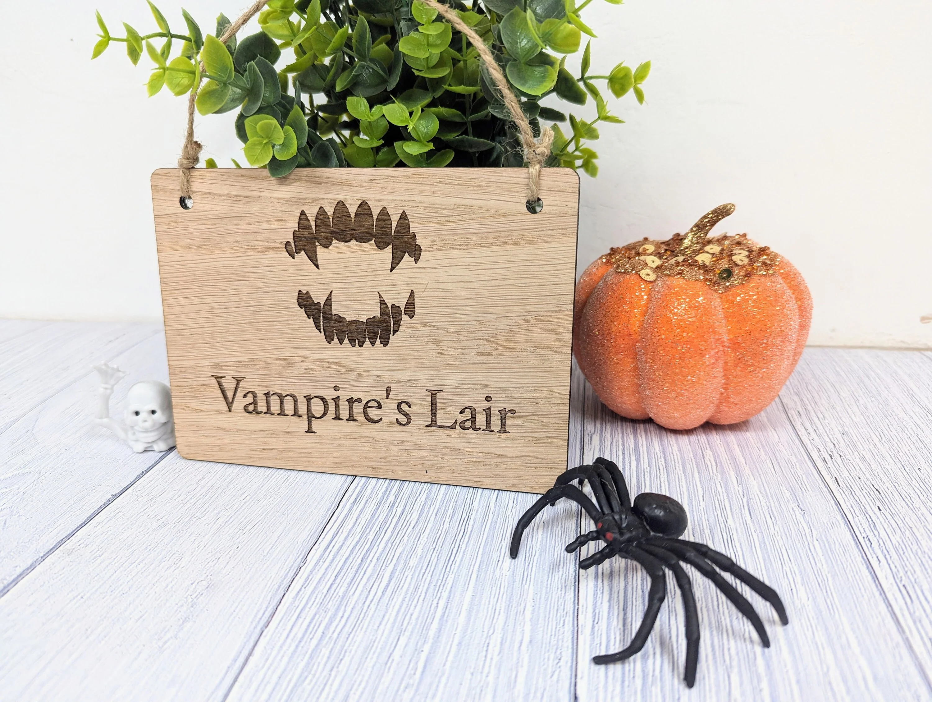 Personalised Halloween Wooden Sign with Vampire Design - 'Vampire's Lair' - Image 5