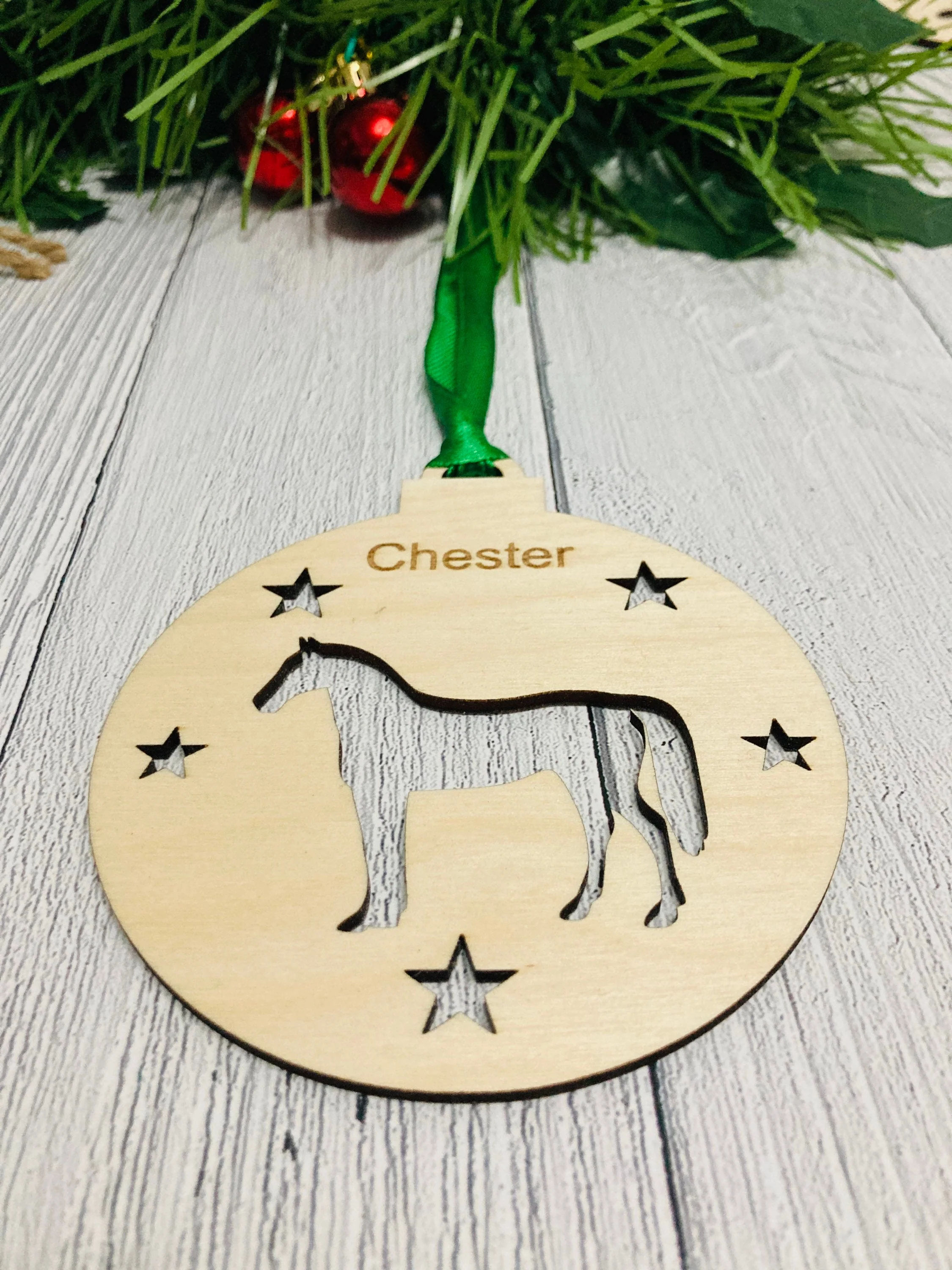 Personalised Horse Bauble | Custom Christmas Decoration | Wooden Pony Gift - Image 4