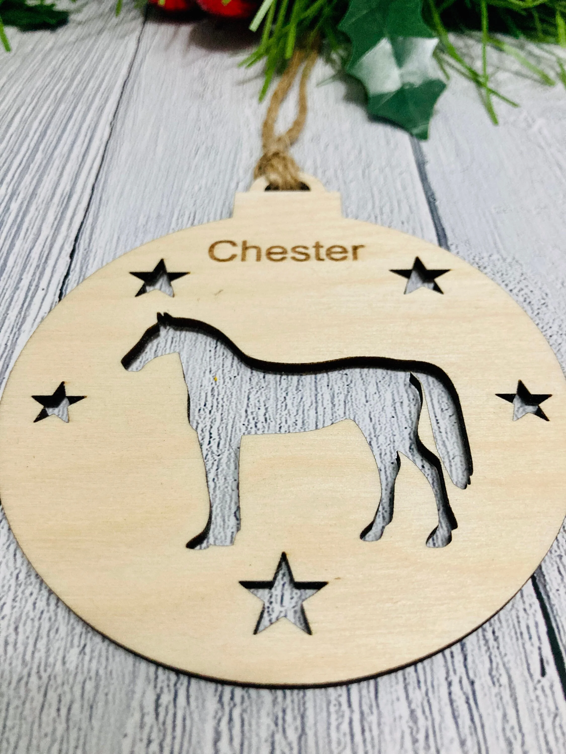 Personalised Horse Bauble | Custom Christmas Decoration | Wooden Pony Gift - Image 6