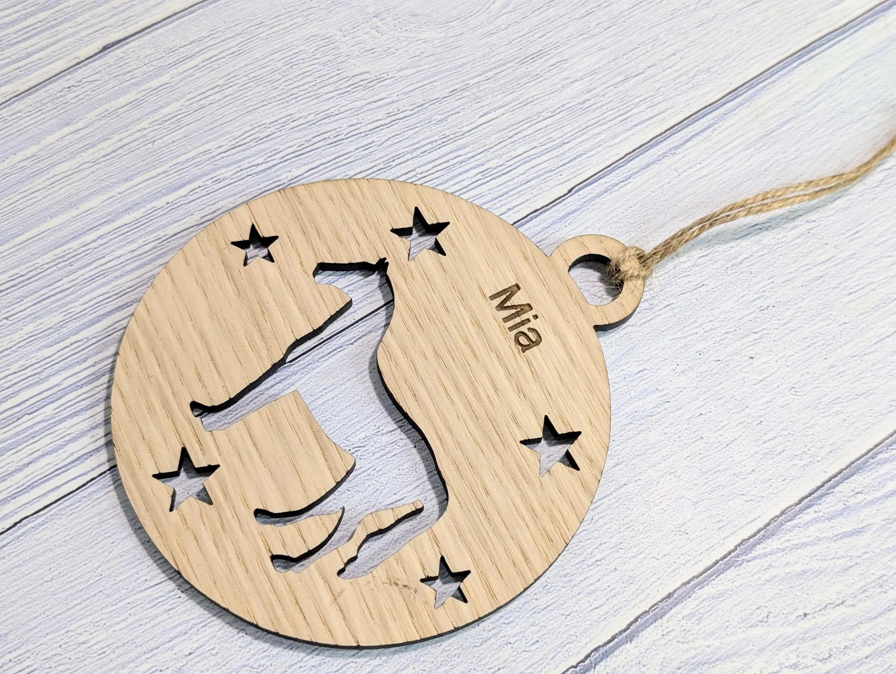 Personalised Horse Bauble - Custom Wooden Gift for Pony Lovers | Equine Christmas Bauble | Oak Veneered Xmas Decoration - Image 4