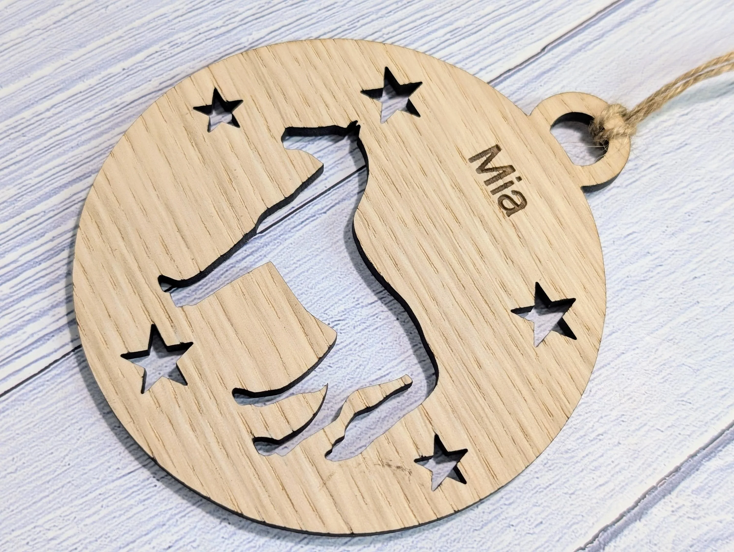 Personalised Horse Bauble - Custom Wooden Gift for Pony Lovers | Equine Christmas Bauble | Oak Veneered Xmas Decoration - Image 5