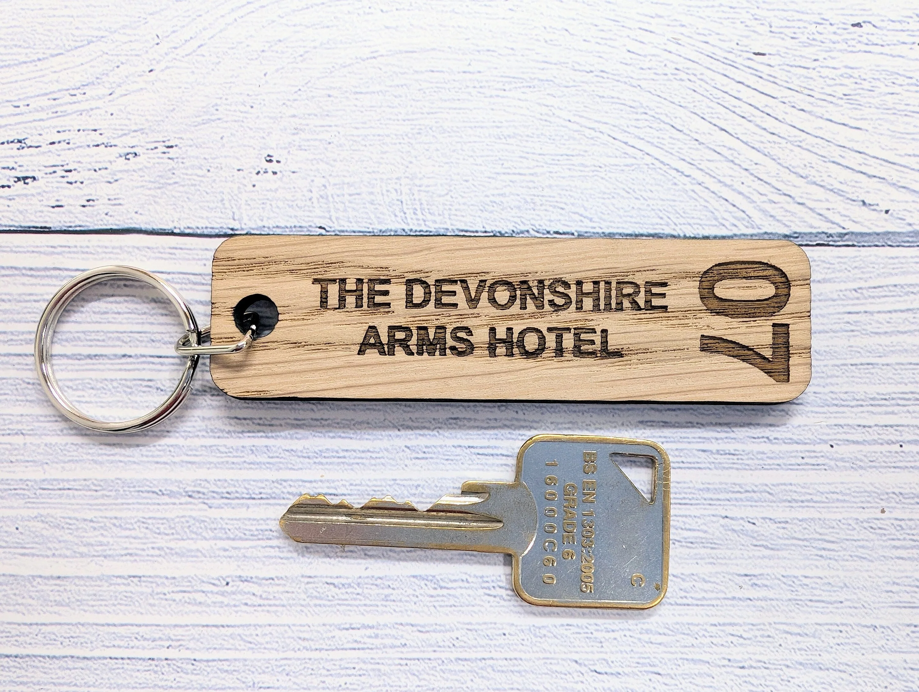 Personalised Hotel Room Number Keyrings 90 x 25mm with Hotel Name - High-Quality Oak Veneered MDF - Ideal for Hotels, B&Bs, and Guest Houses - Image 11