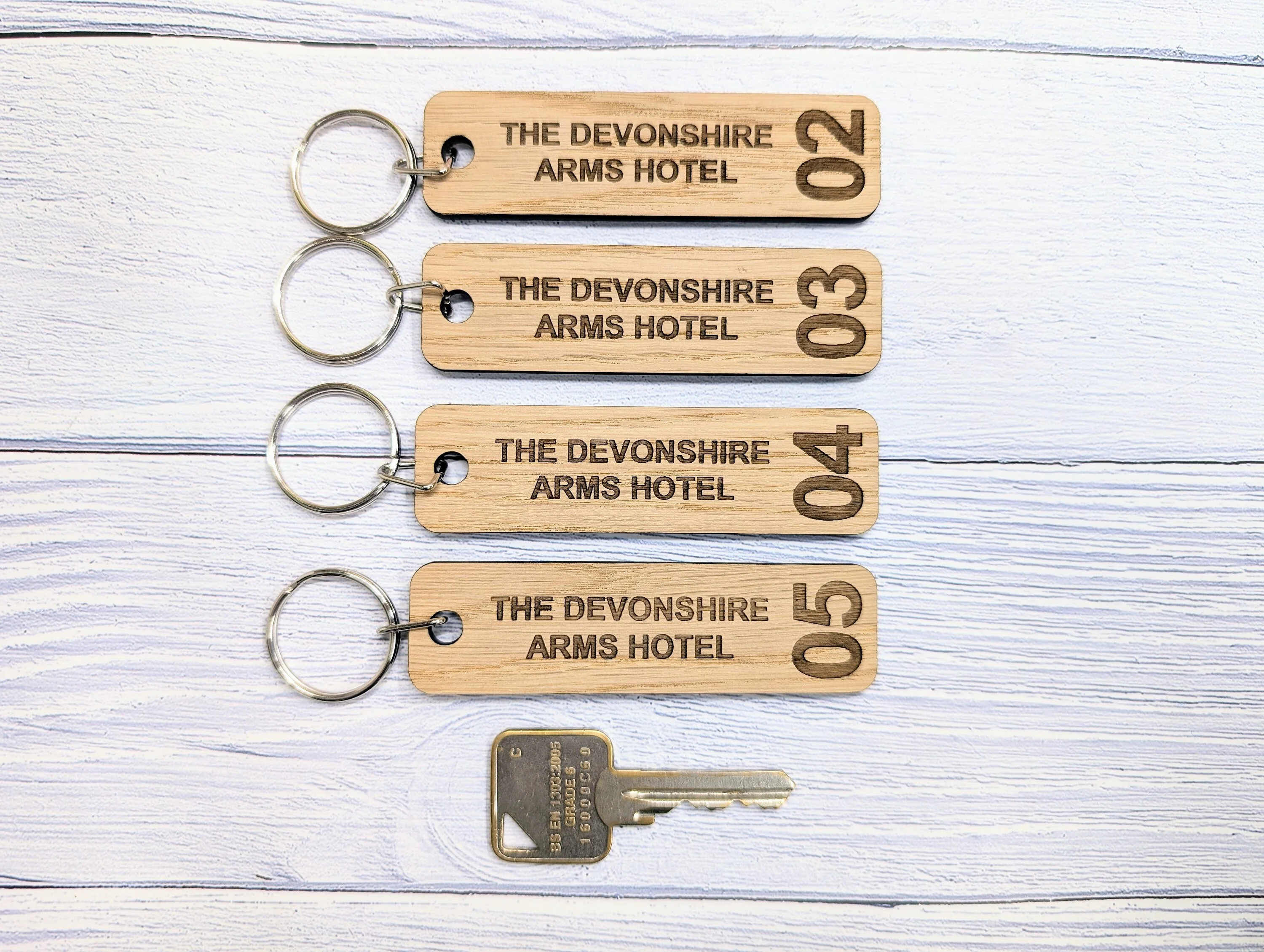 Personalised Hotel Room Number Keyrings 90 x 25mm with Hotel Name - High-Quality Oak Veneered MDF - Ideal for Hotels, B&Bs, and Guest Houses - Image 7