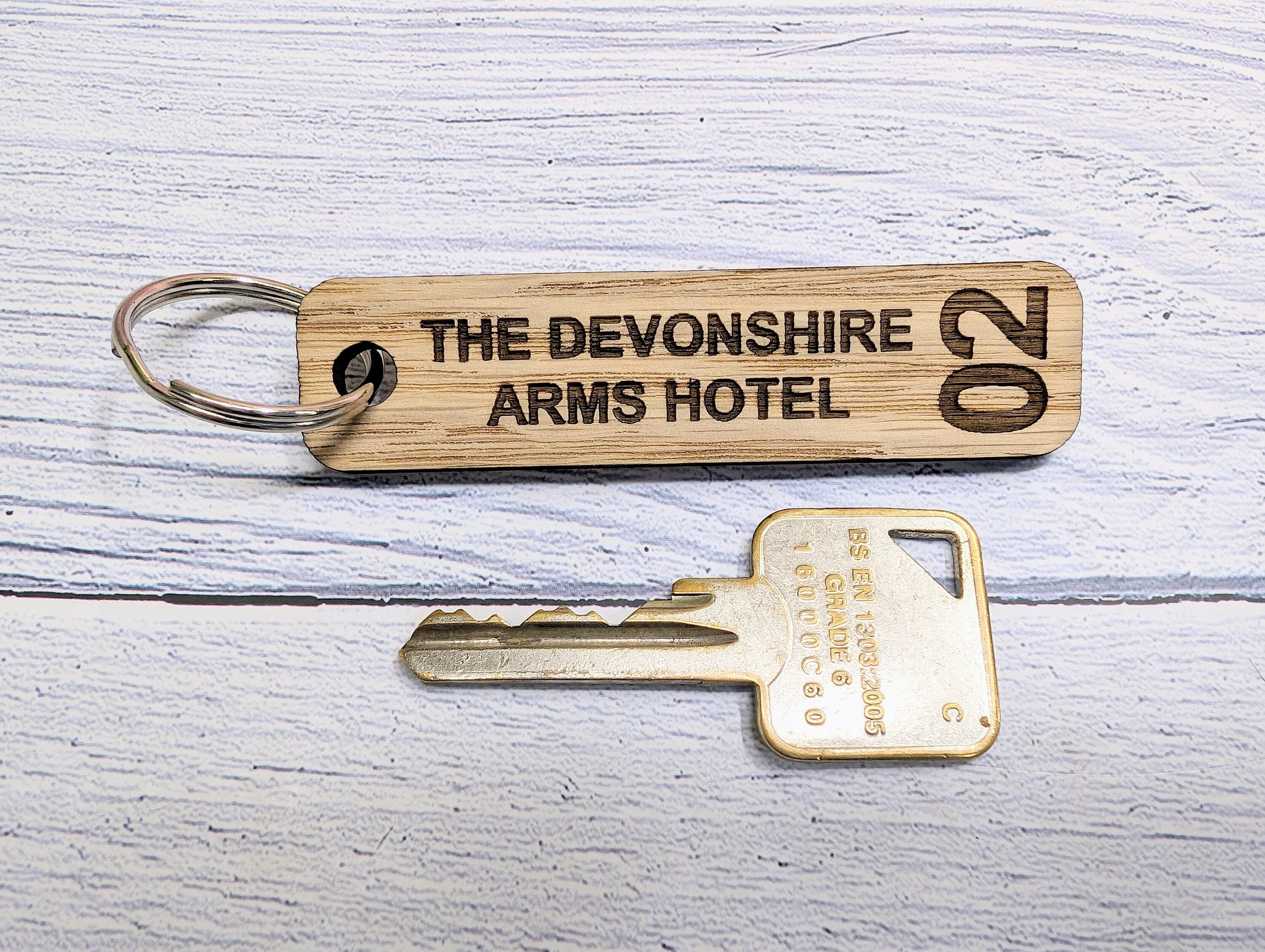 Personalised Hotel Room Number Keyrings with Hotel Name - High-Quality Oak Veneered MDF - Ideal for Hotels, B&Bs, and Guest Houses - Image 2
