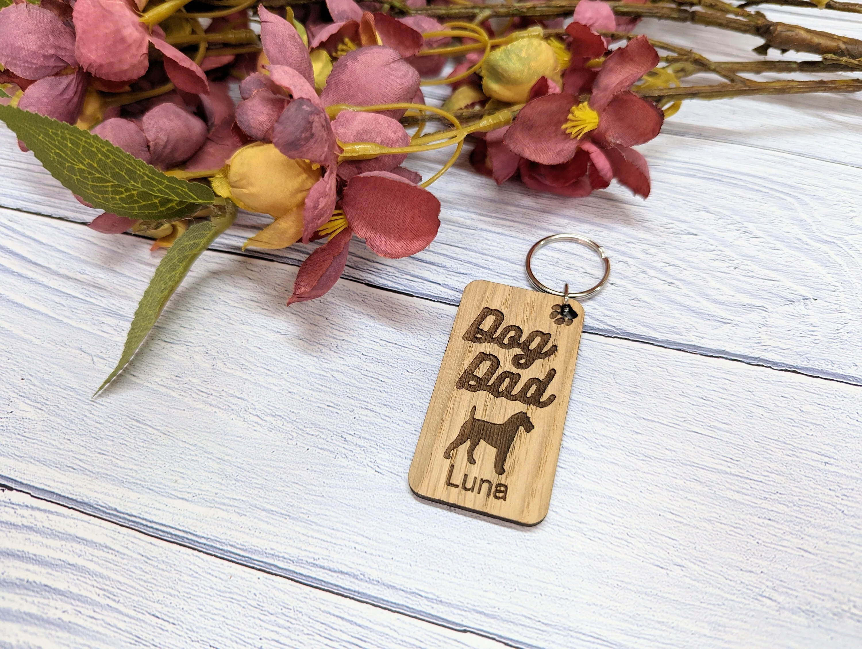 Personalised Irish Terrier Dog Parent Wooden Keyring - Custom Oak Keychain - Unique Gift for Irish Terrier Lovers - Image 3