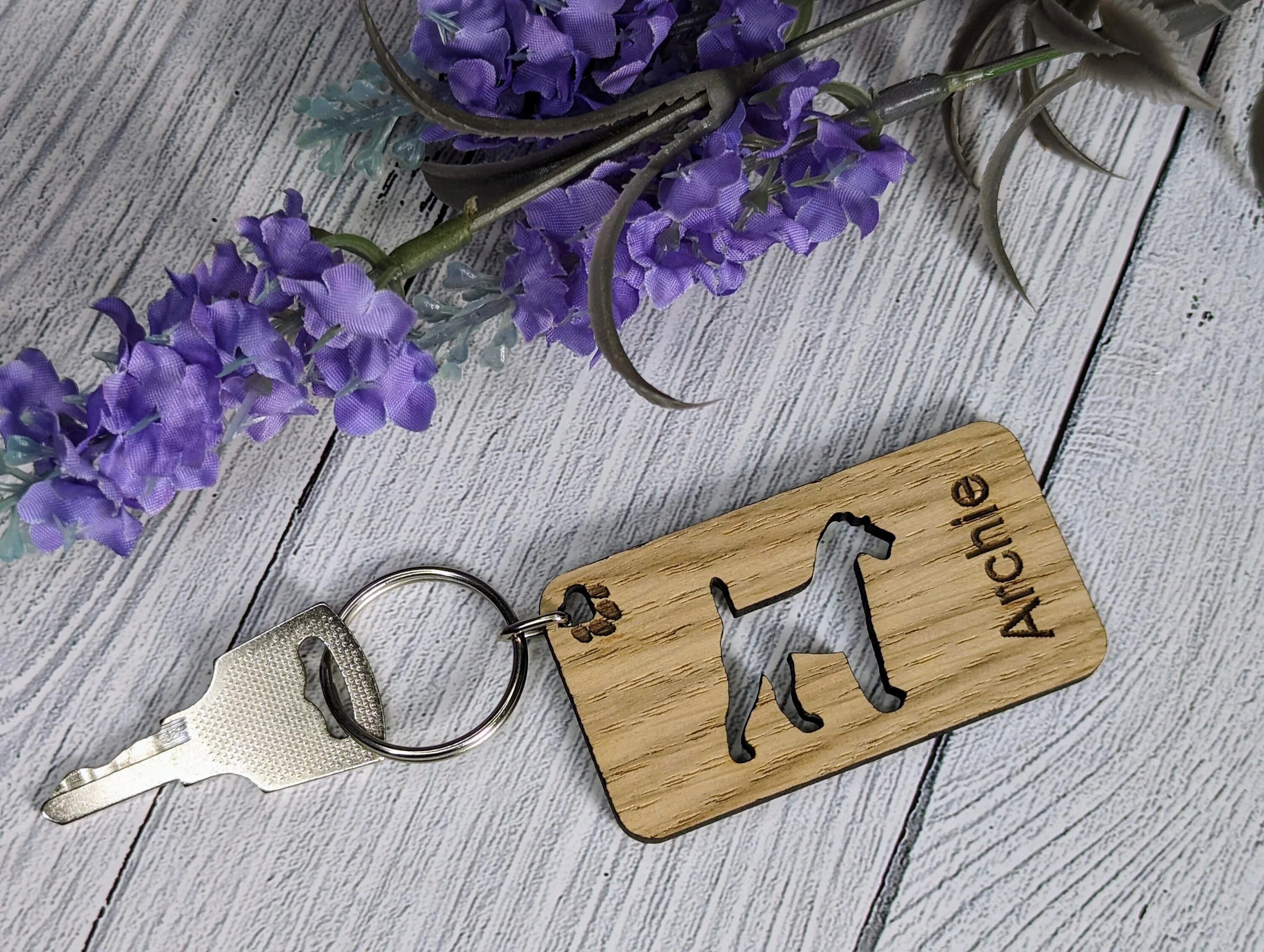 Personalised Irish Terrier Wooden Keyring | Oak Dog Keychain | Gift For Irish Terrier Parent | Doggy Key Tag Gift - Image 2