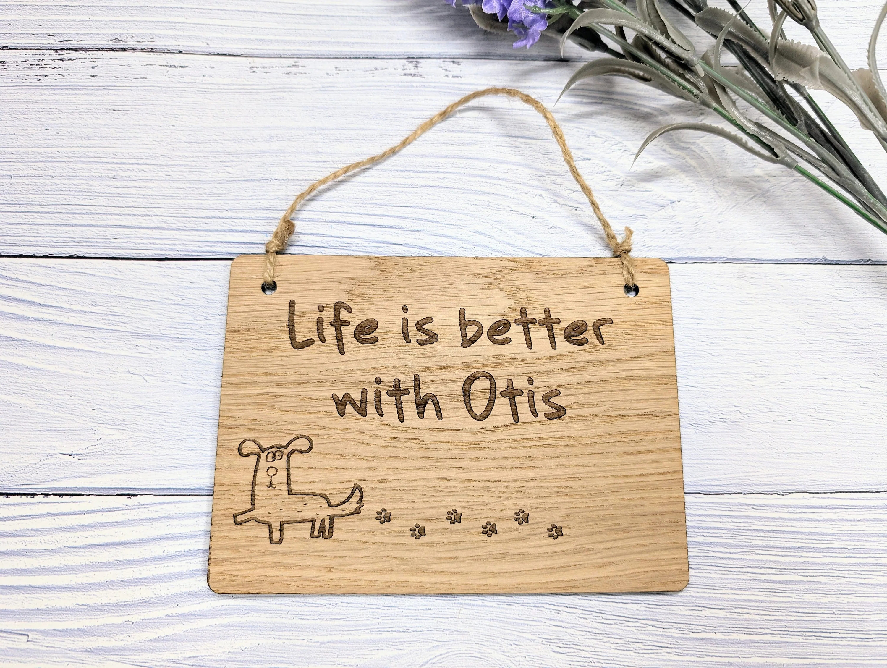 Personalised "Life is Better With [Your Dog's Name]" Wooden Sign | Custom Dog Lover Gift - Image 4
