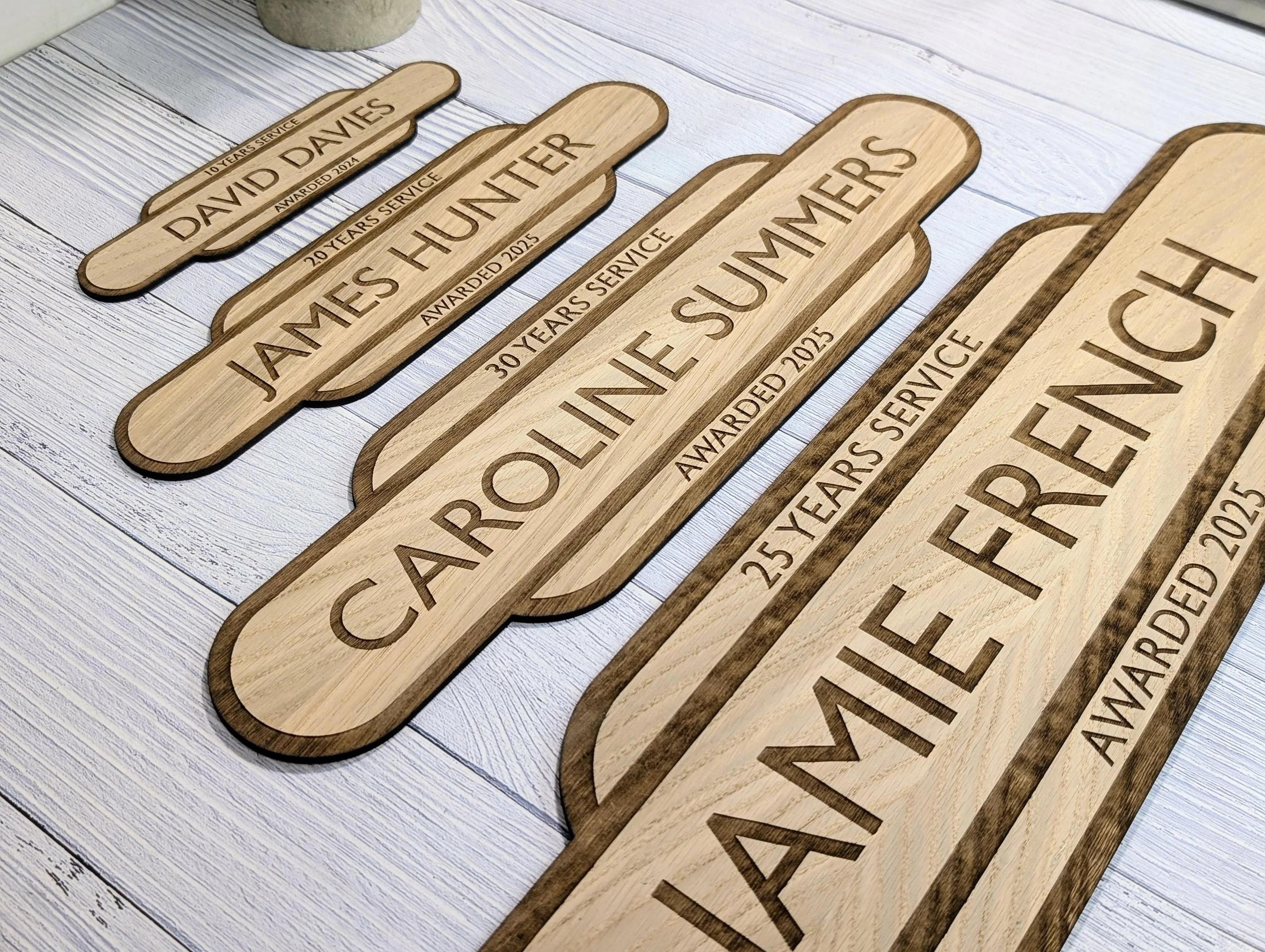 Personalised Long Service Award - Railway Station Themed Sign - British Rail - Oak MDF - Custom Text, 4 Sizes - Eco-Friendly, Train Style - Image 3