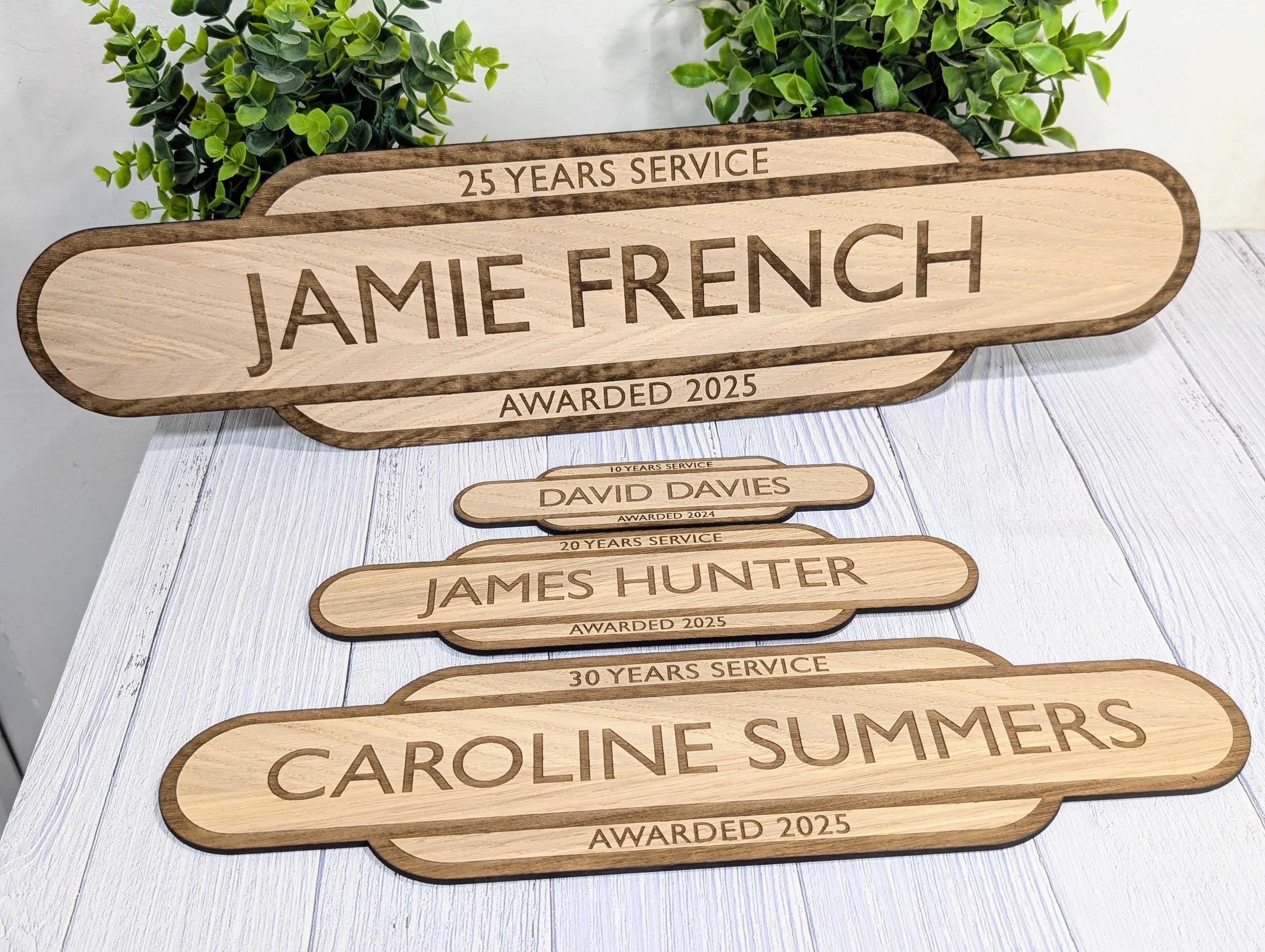 Personalised Long Service Award - Railway Station Themed Sign - British Rail - Oak MDF - Custom Text, 4 Sizes - Eco-Friendly, Train Style - Image 5