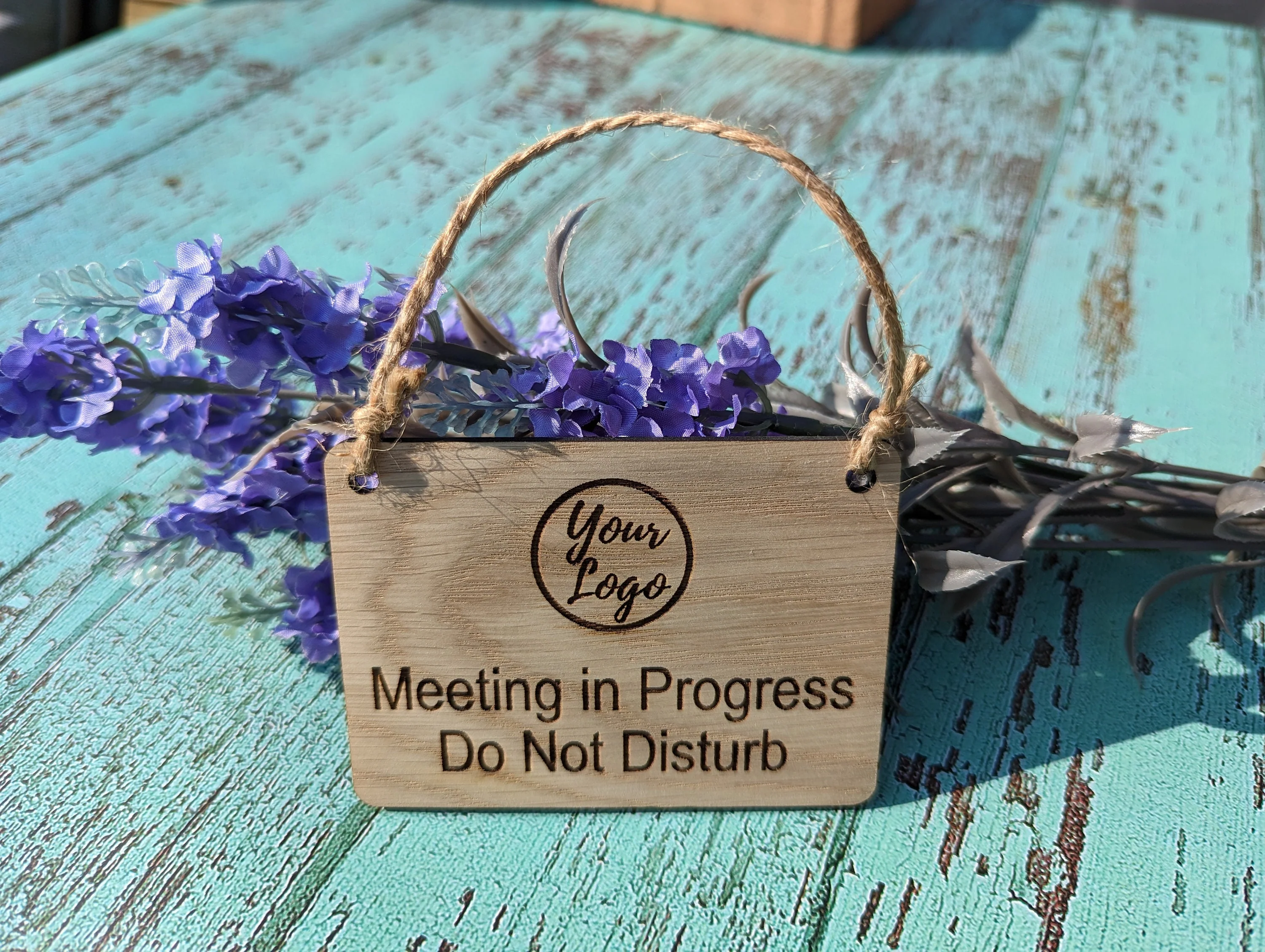 Personalised "Meeting in Progress, Do Not Disturb" Hanging Sign - 4 Sizes, Add Text or Logo, Personalised Wooden Hanging Sign, Door Sign - Image 6