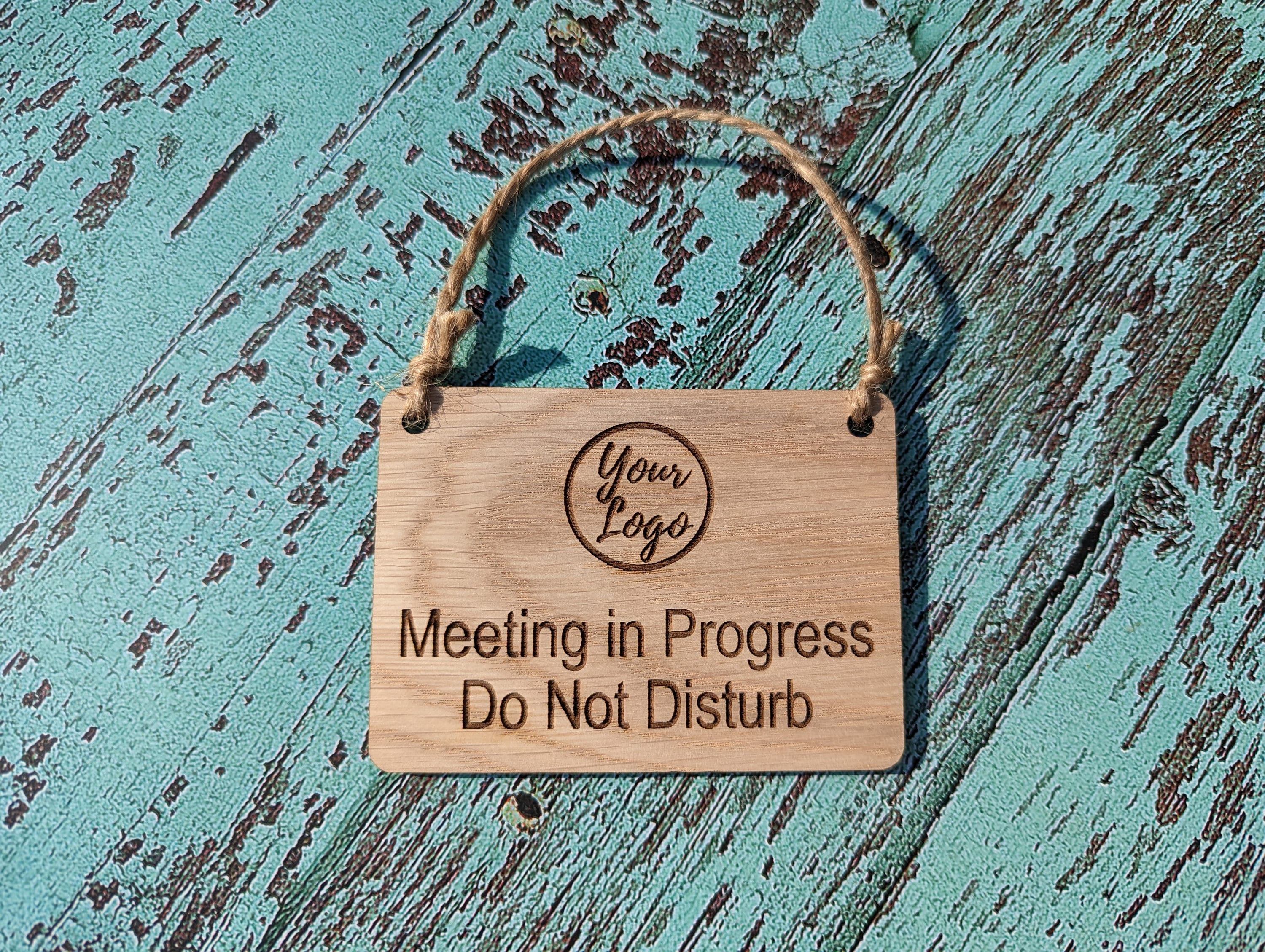 Personalised "Meeting in Progress, Do Not Disturb" Hanging Sign - 4 Sizes, Add Text or Logo, Personalised Wooden Hanging Sign, Door Sign - Image 8