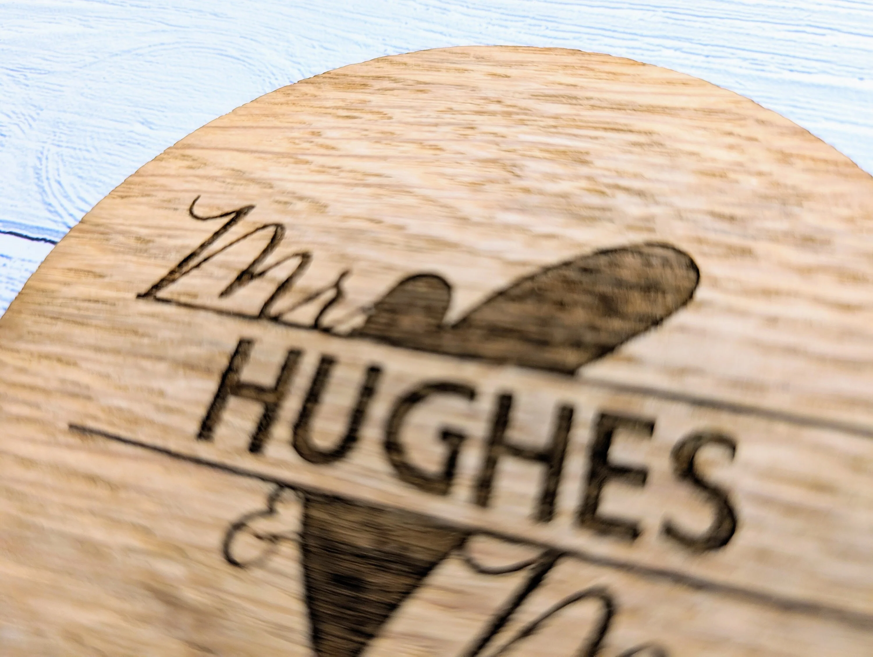 Personalised Mr & Mrs Wedding Day Wooden Coasters - Round, 100mm Diameter, with Custom Names and Date - Unique Oak Veneered Wedding Favours - Image 3