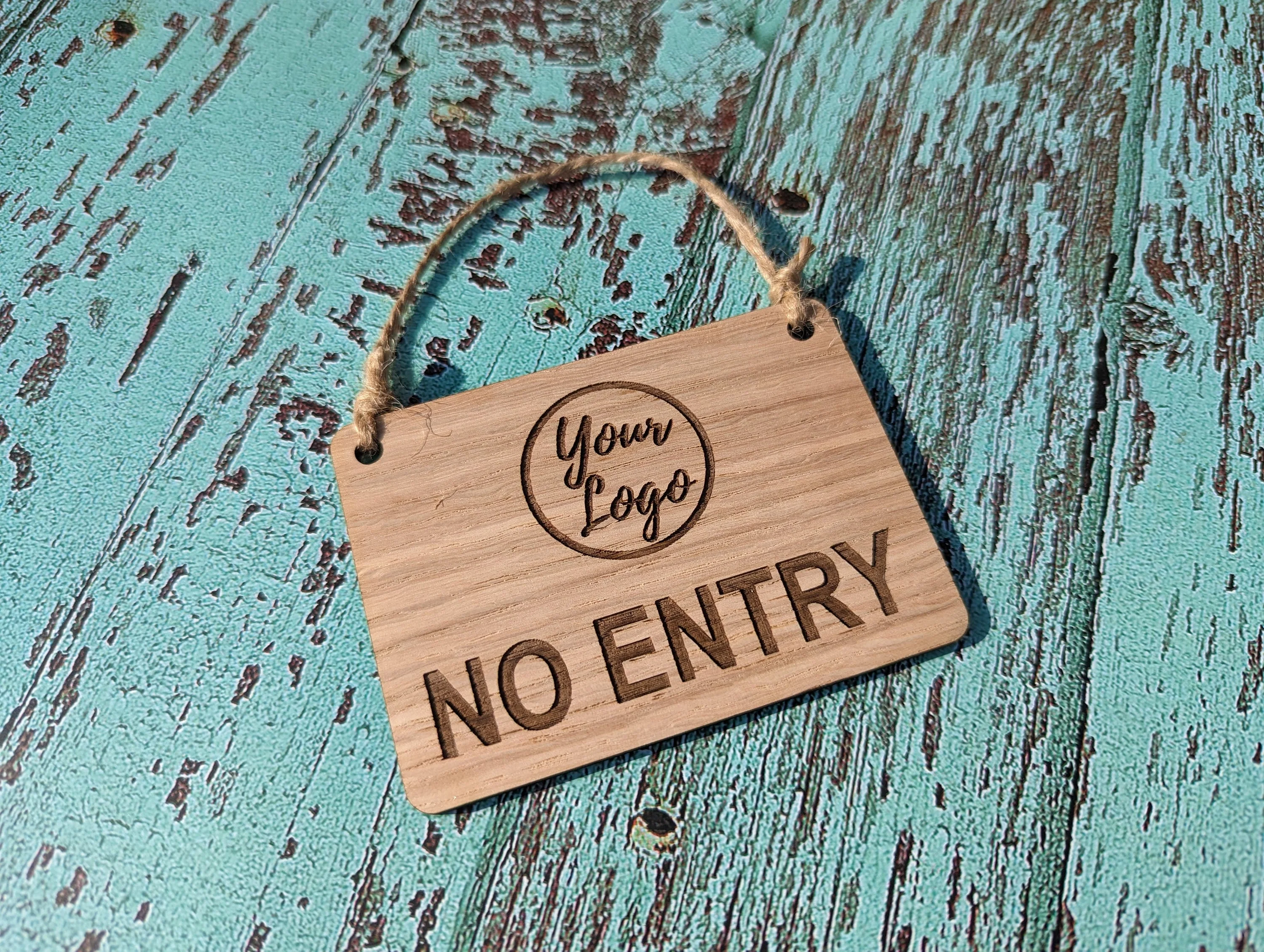 Personalised NO ENTRY Wooden Hanging Sign: Custom Text/Logo - Image 7