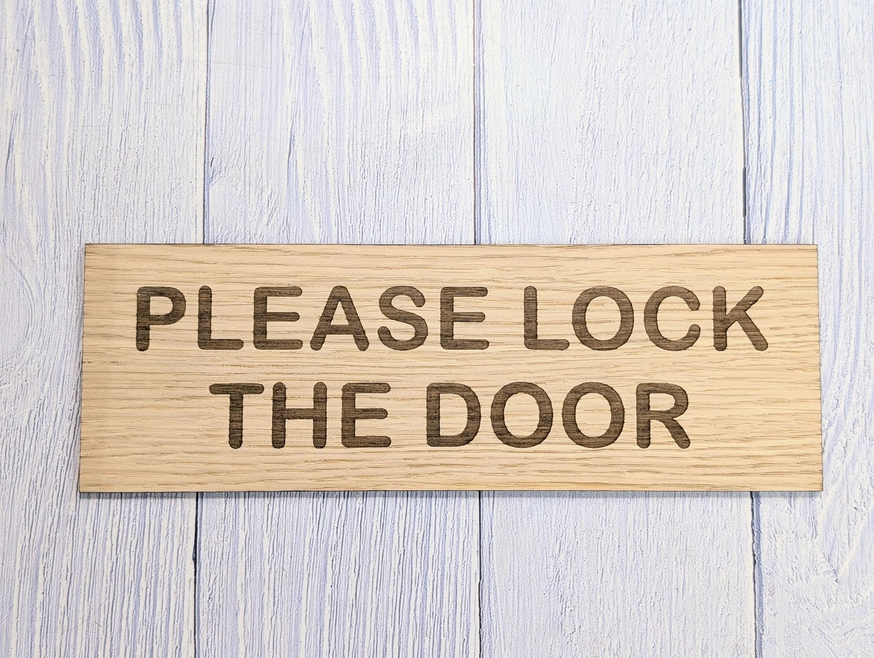 Personalised Oak Door Sign – Please Lock The Door or Custom Text | Wooden Plaque for Bathroom, Office or Shed | 4 Sizes – Eco Gift - Image 6