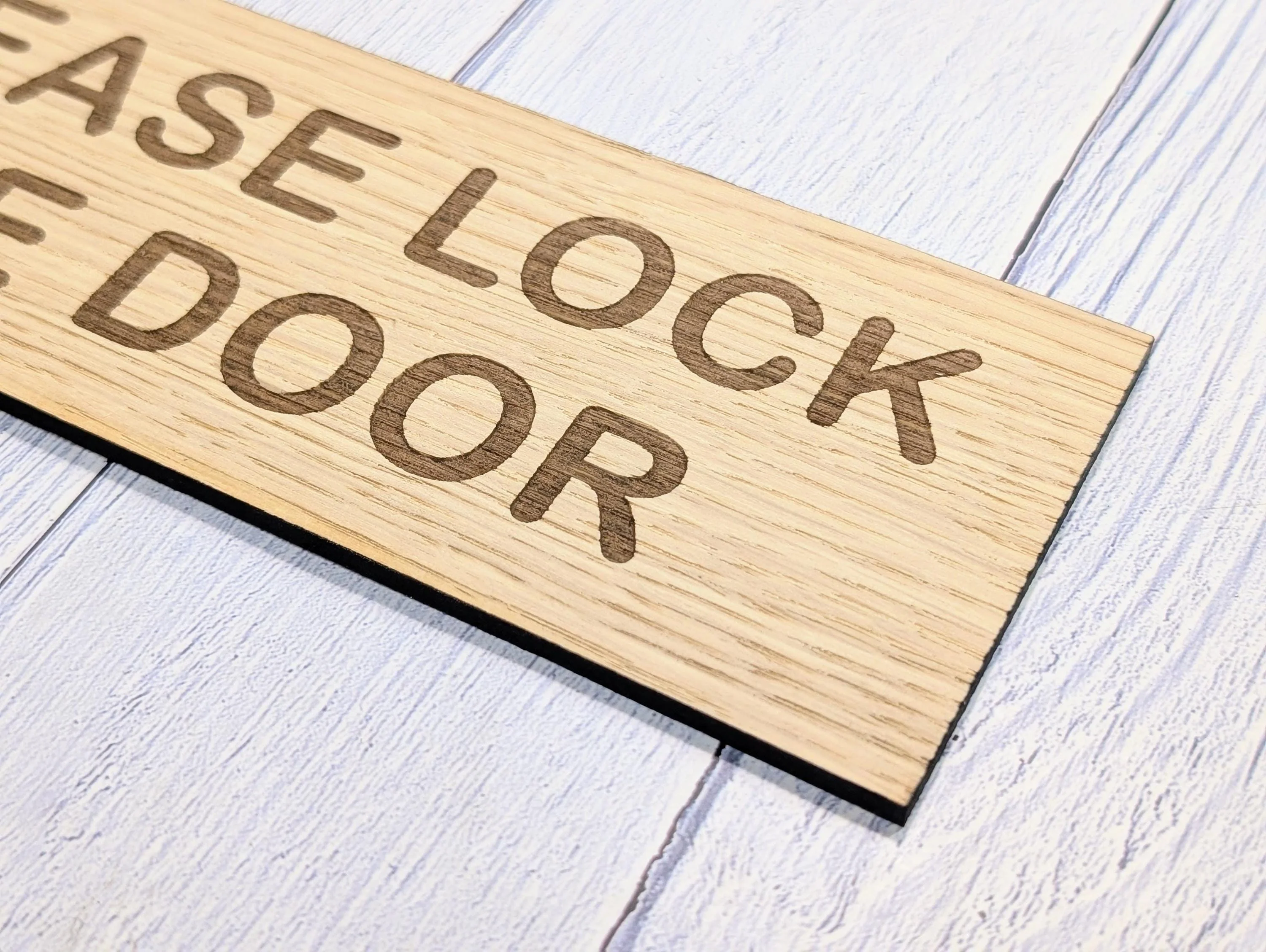 Personalised Oak Door Sign – Please Lock The Door or Custom Text | Wooden Plaque for Bathroom, Office or Shed | 4 Sizes – Eco Gift - Image 7