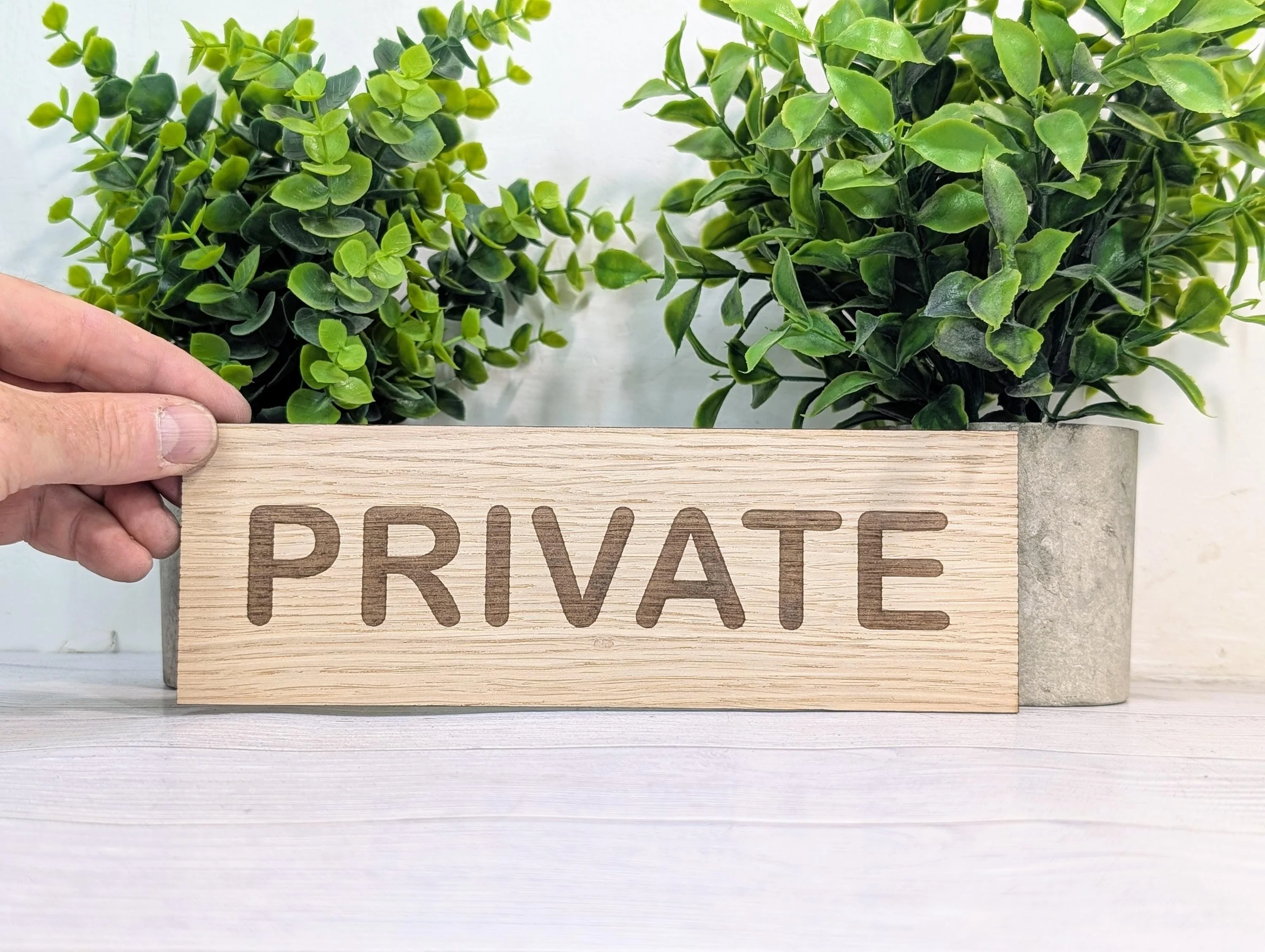 Personalised Oak Door Sign – Private or Custom Text | Wooden Wall Plaque for Home, Office or Studio | 4 Sizes – Eco Friendly