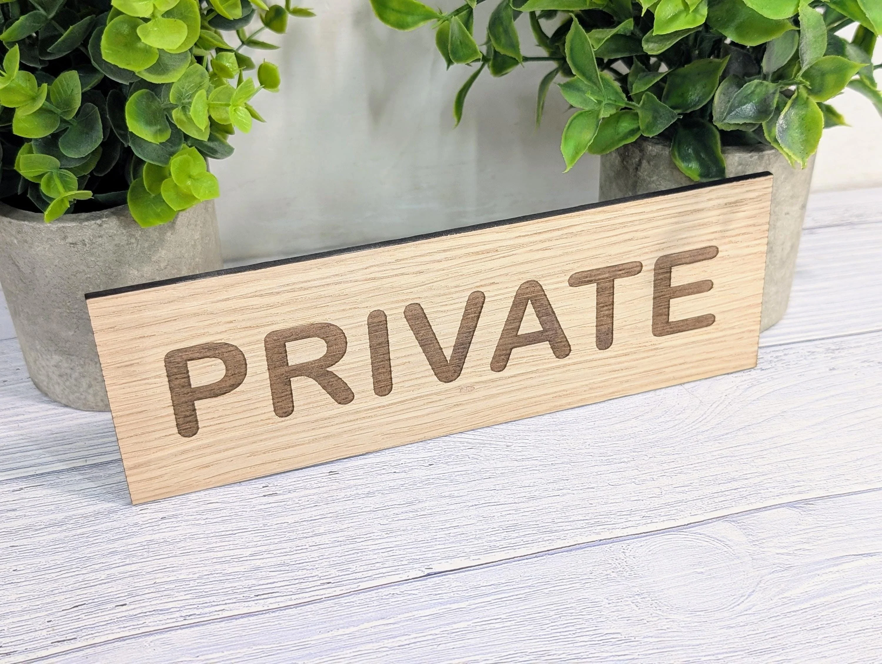 Personalised Oak Door Sign – Private or Custom Text | Wooden Wall Plaque for Home, Office or Studio | 4 Sizes – Eco Friendly - Image 3