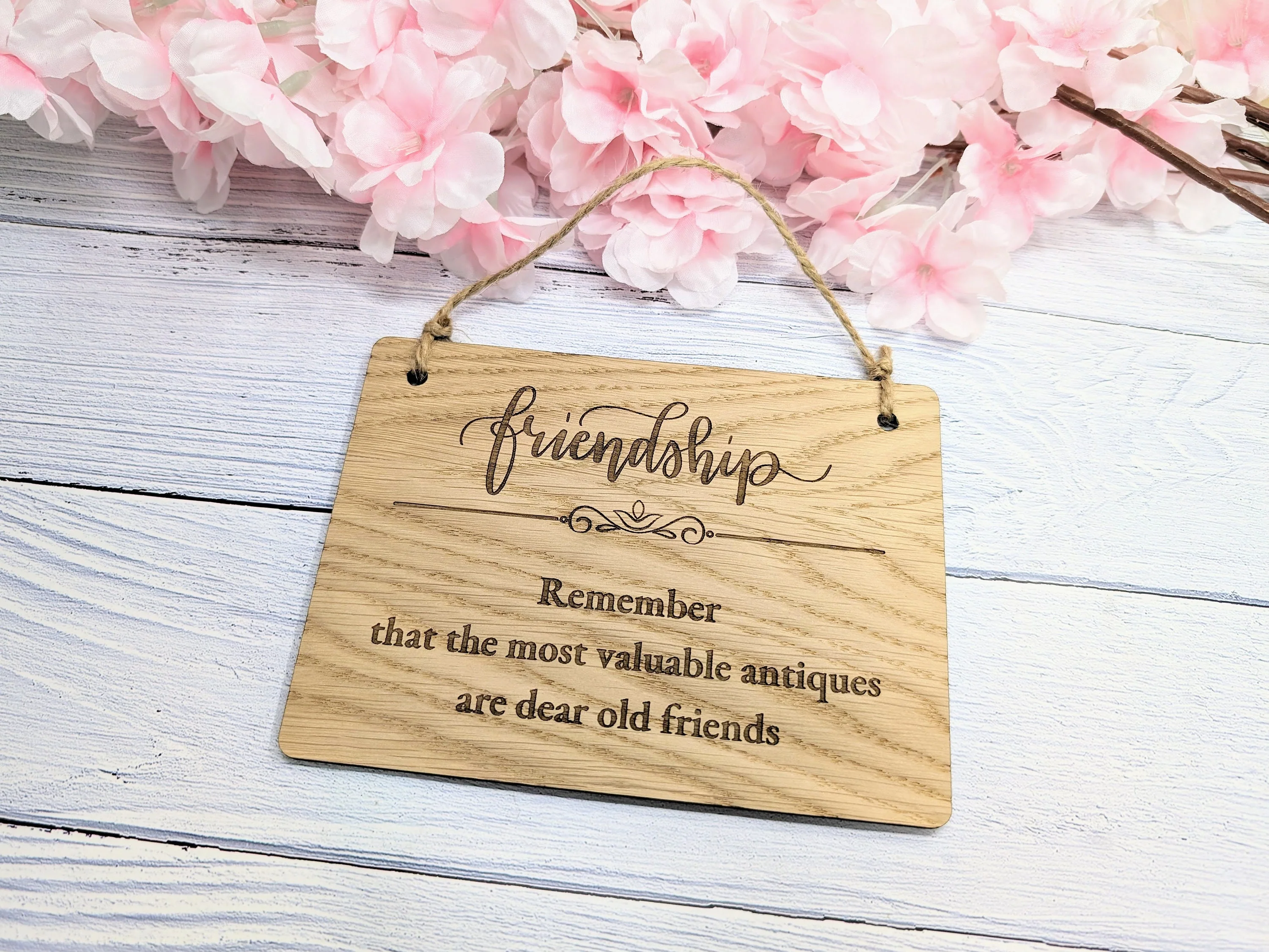 Personalised Oak Friendship Sign - Unique Hanging Wooden Gift - Image 2