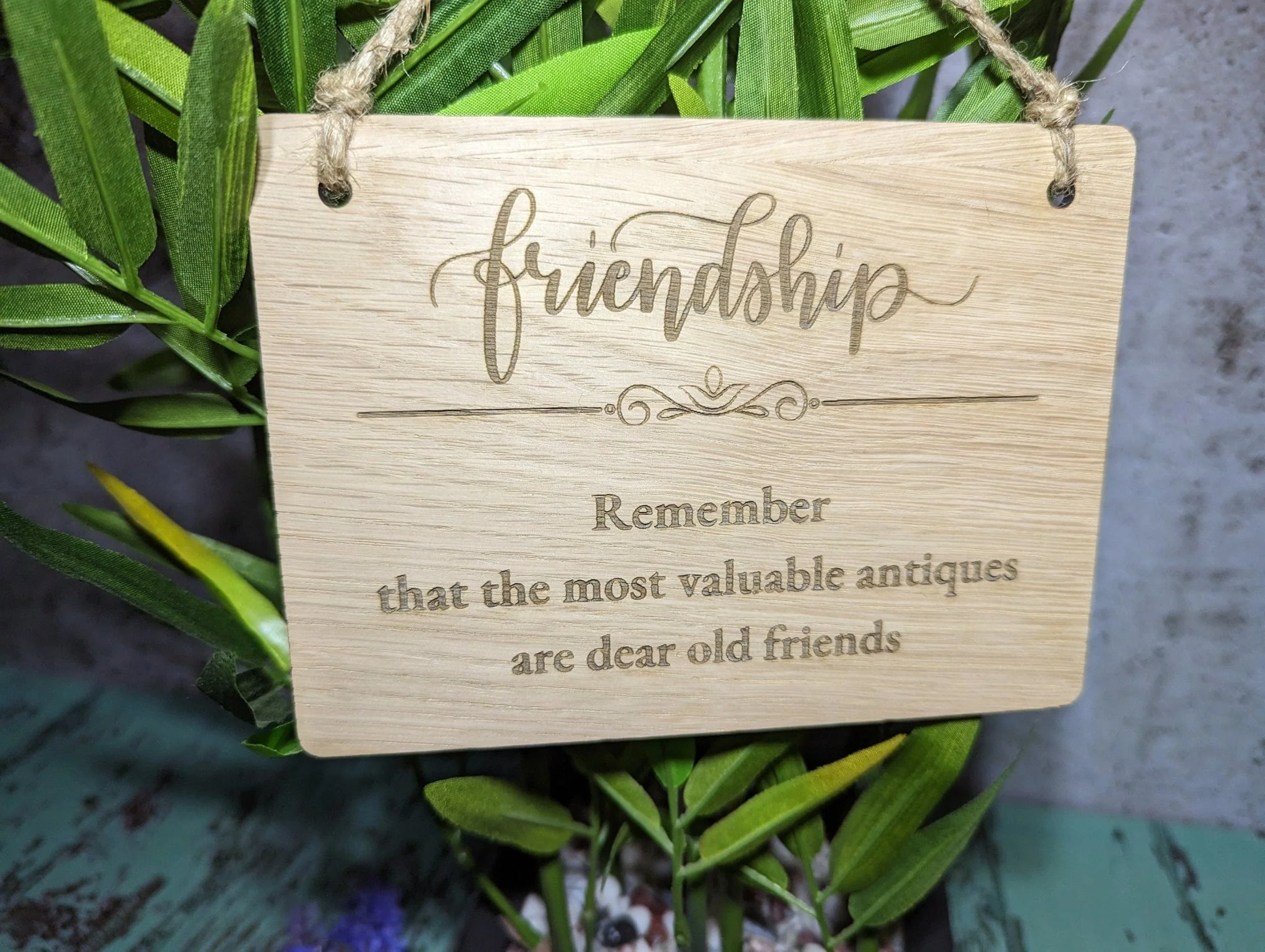 Personalised Oak Friendship Sign - Unique Hanging Wooden Gift - Image 7